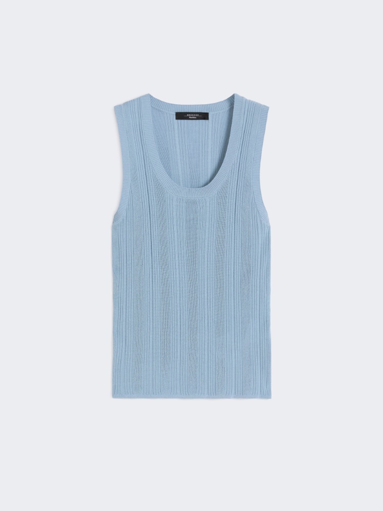 Viscose yarn sleeveless jumper - LIGHT BLUE - Weekend - 6