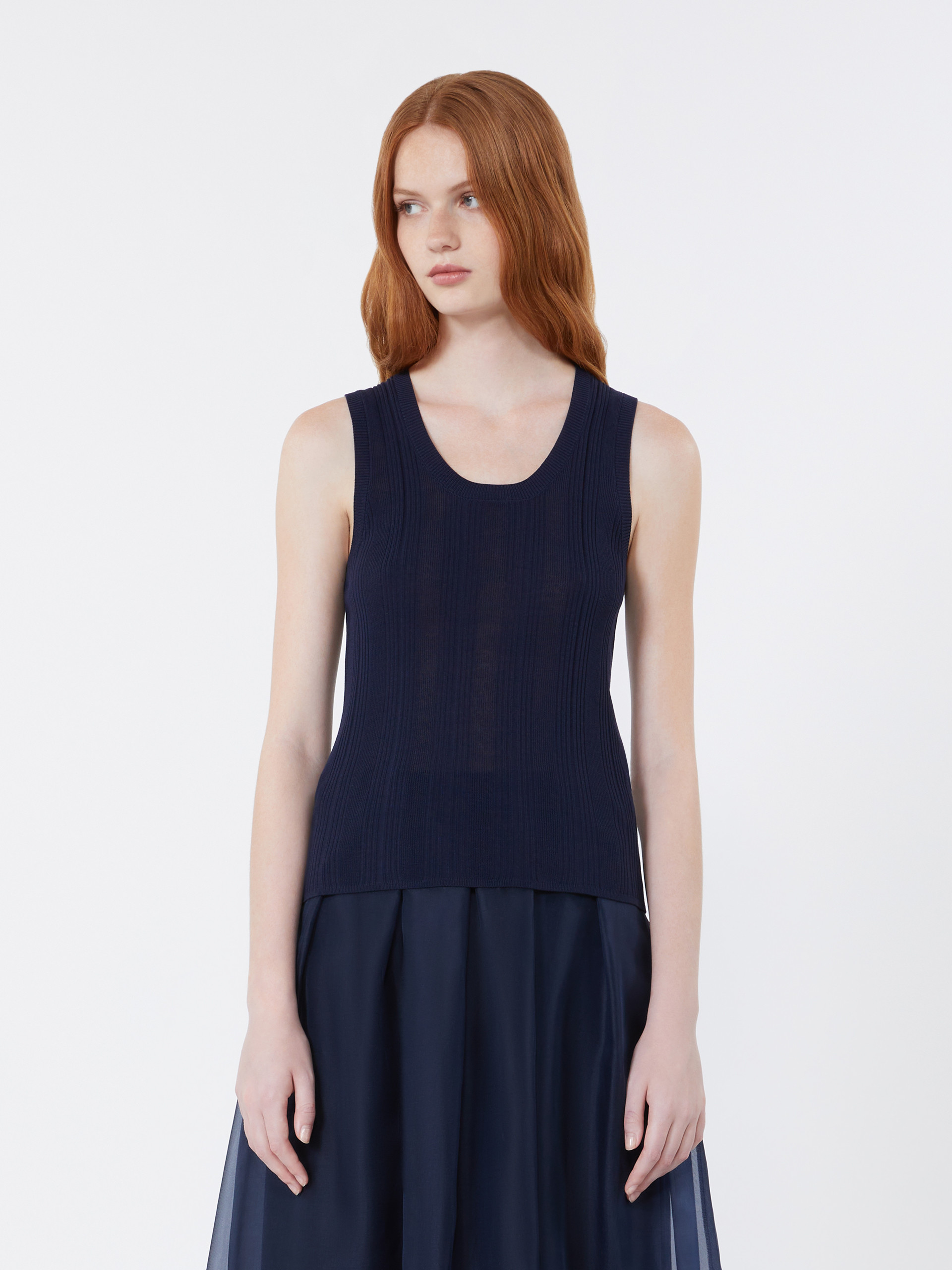 Viscose yarn sleeveless jumper - NAVY - Weekend Max Mara - 2