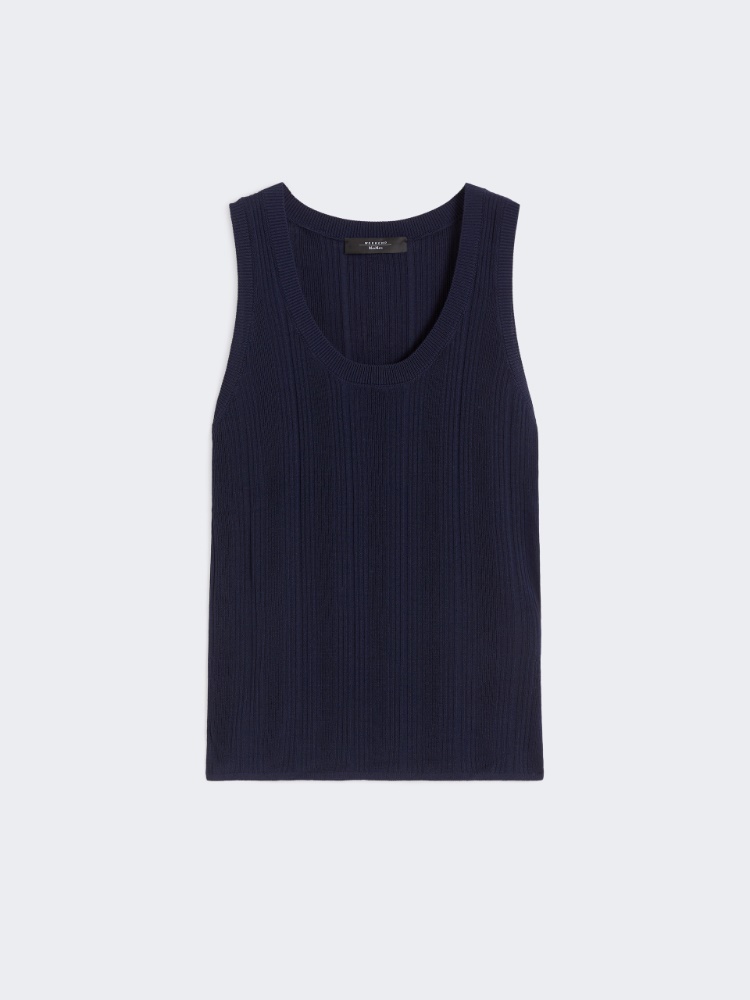 Viscose yarn sleeveless jumper - NAVY - Weekend - 6