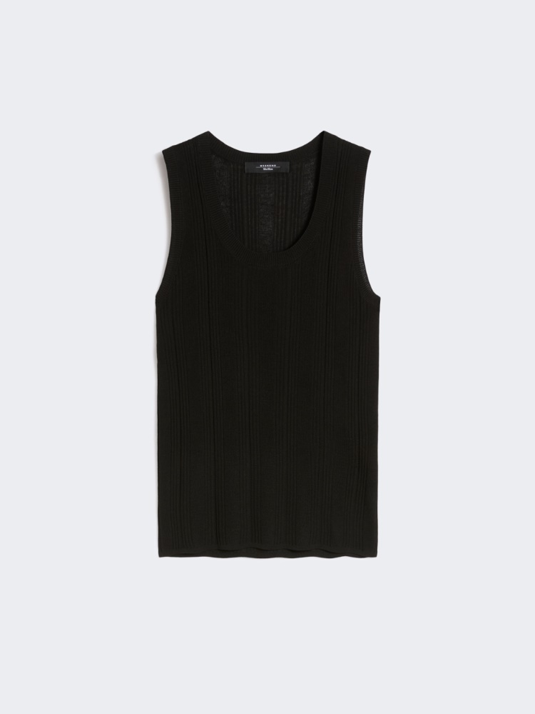 Viscose yarn sleeveless jumper - BLACK - Weekend