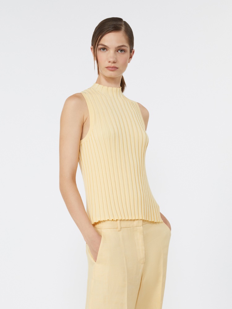 Stretch viscose yarn jumper - LIGHT YELLOW - Weekend