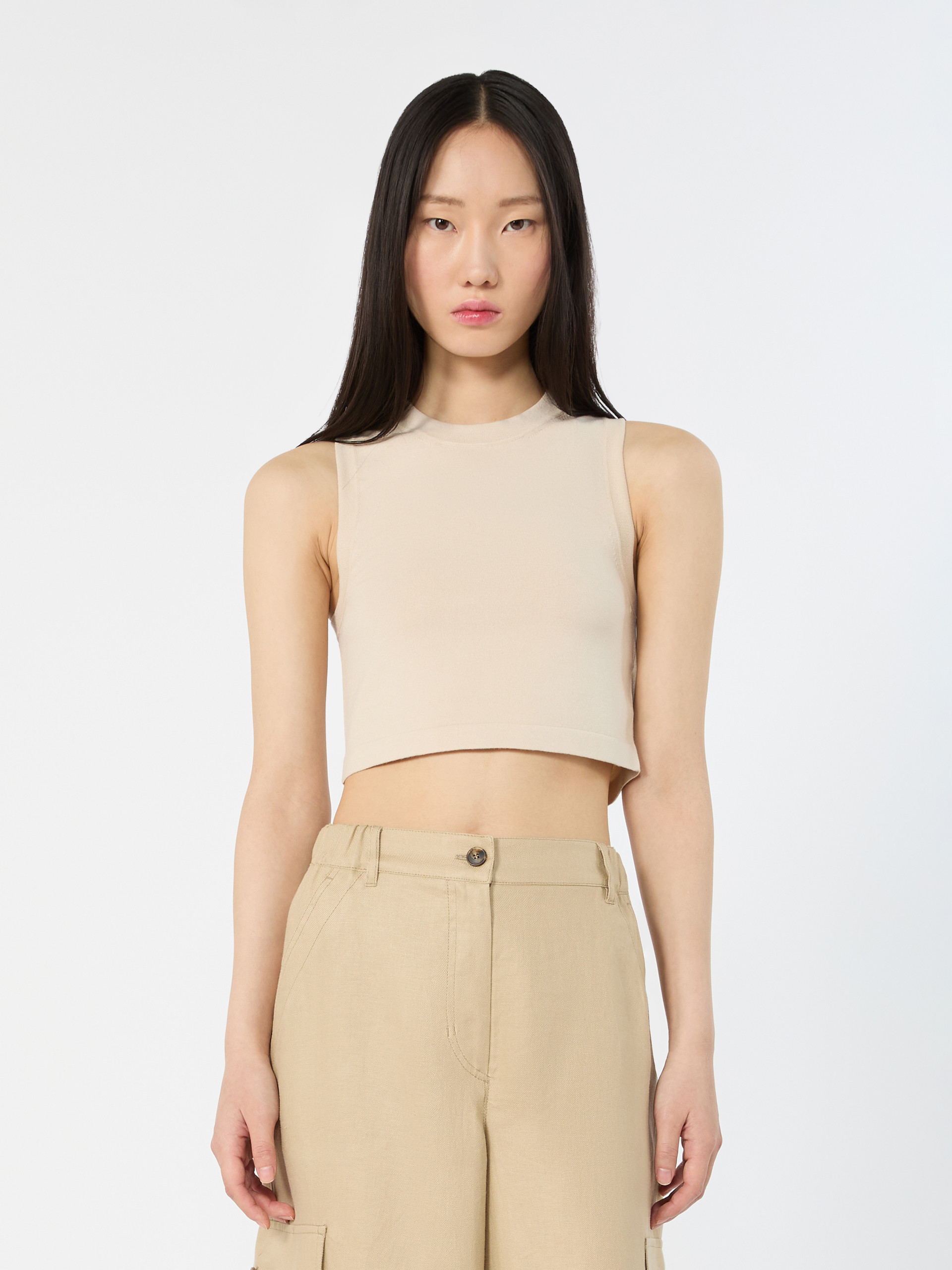 Crop top in viscose yarn - SAND - Weekend Max Mara - 2