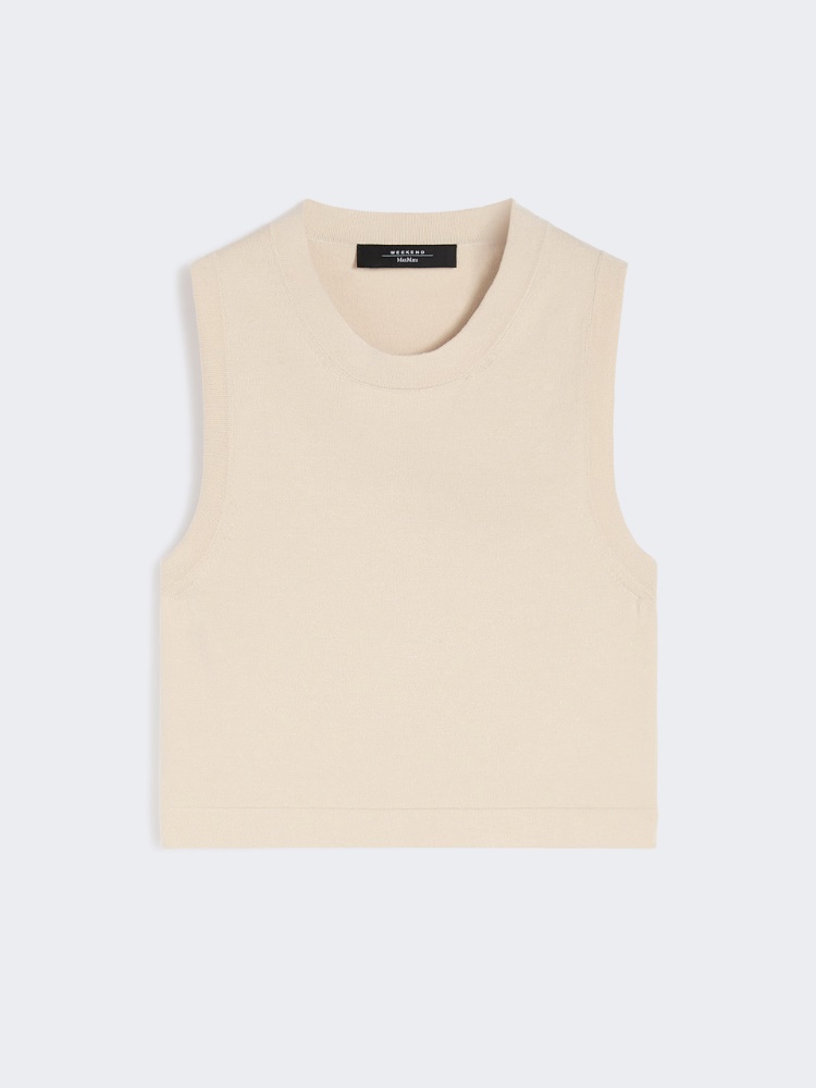 Crop top in viscose yarn - SAND - Weekend