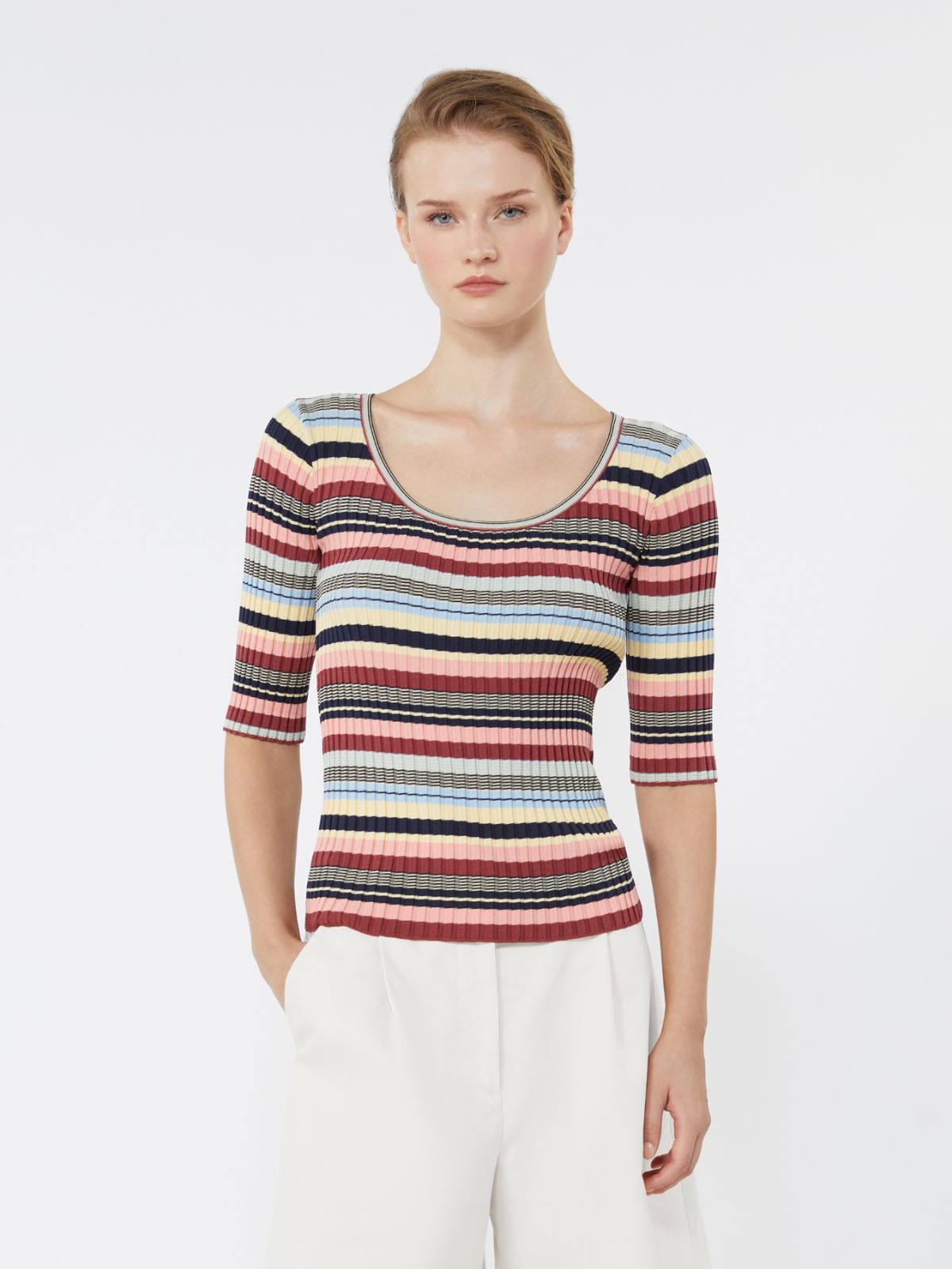 Stretch viscose yarn ribbed jumper - MULTICOLOUR - Weekend - 2