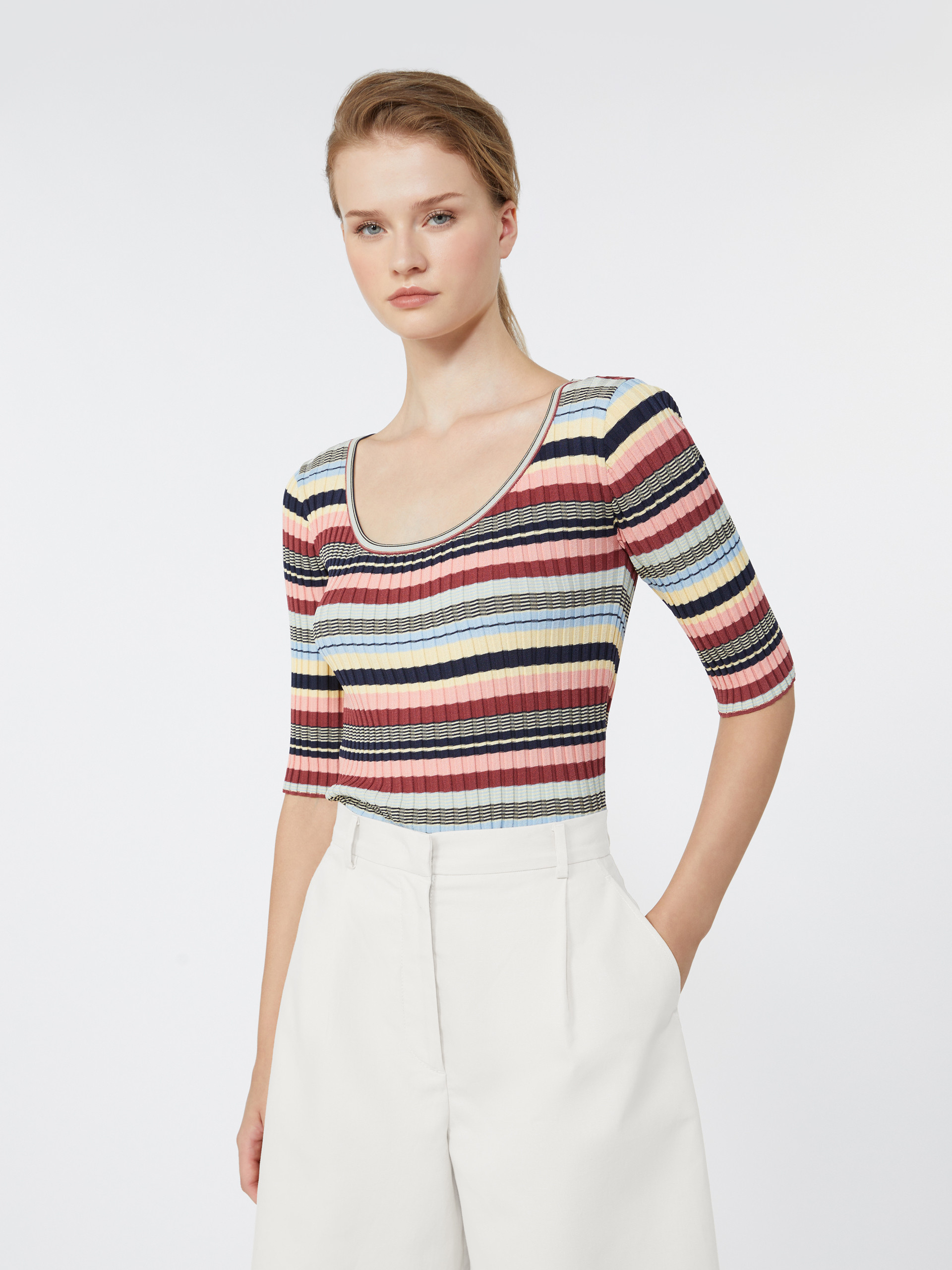 Stretch viscose yarn ribbed jumper - MULTICOLOUR - Weekend Max Mara - 4