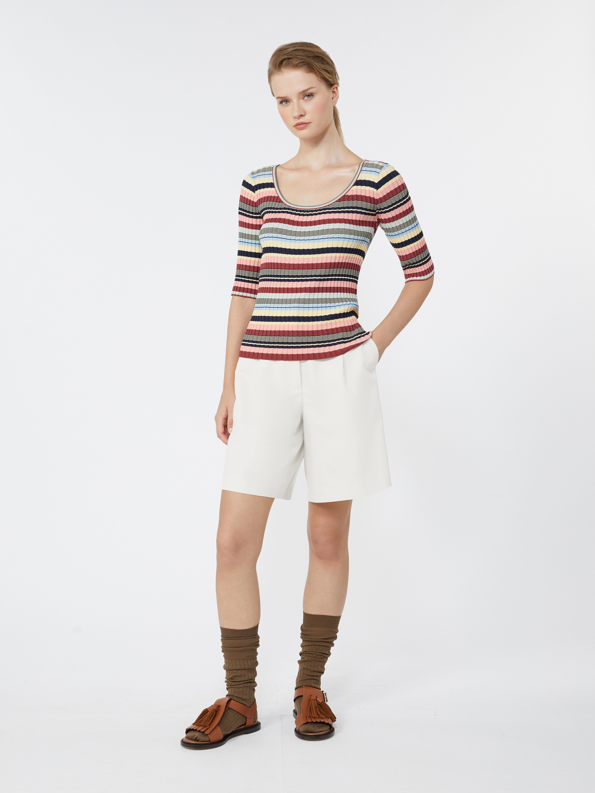 Stretch viscose yarn ribbed jumper - MULTICOLOUR - Weekend Max Mara