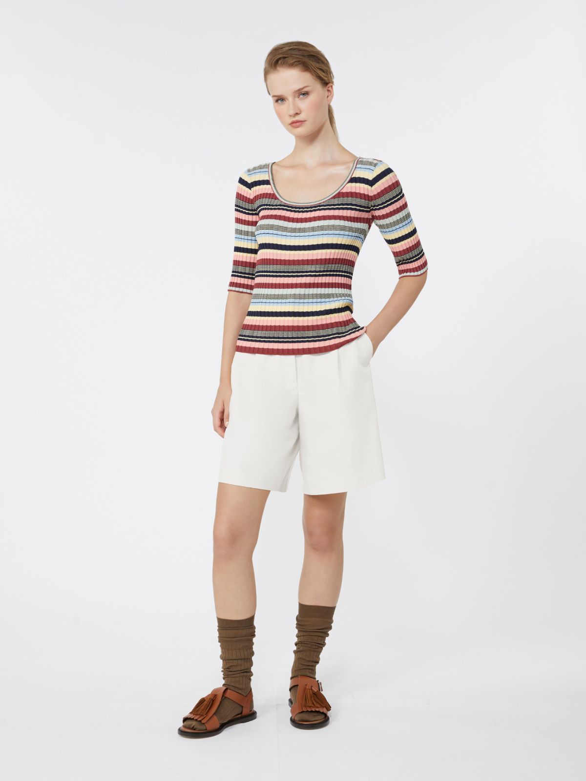 Stretch viscose yarn ribbed jumper - MULTICOLOUR - Weekend