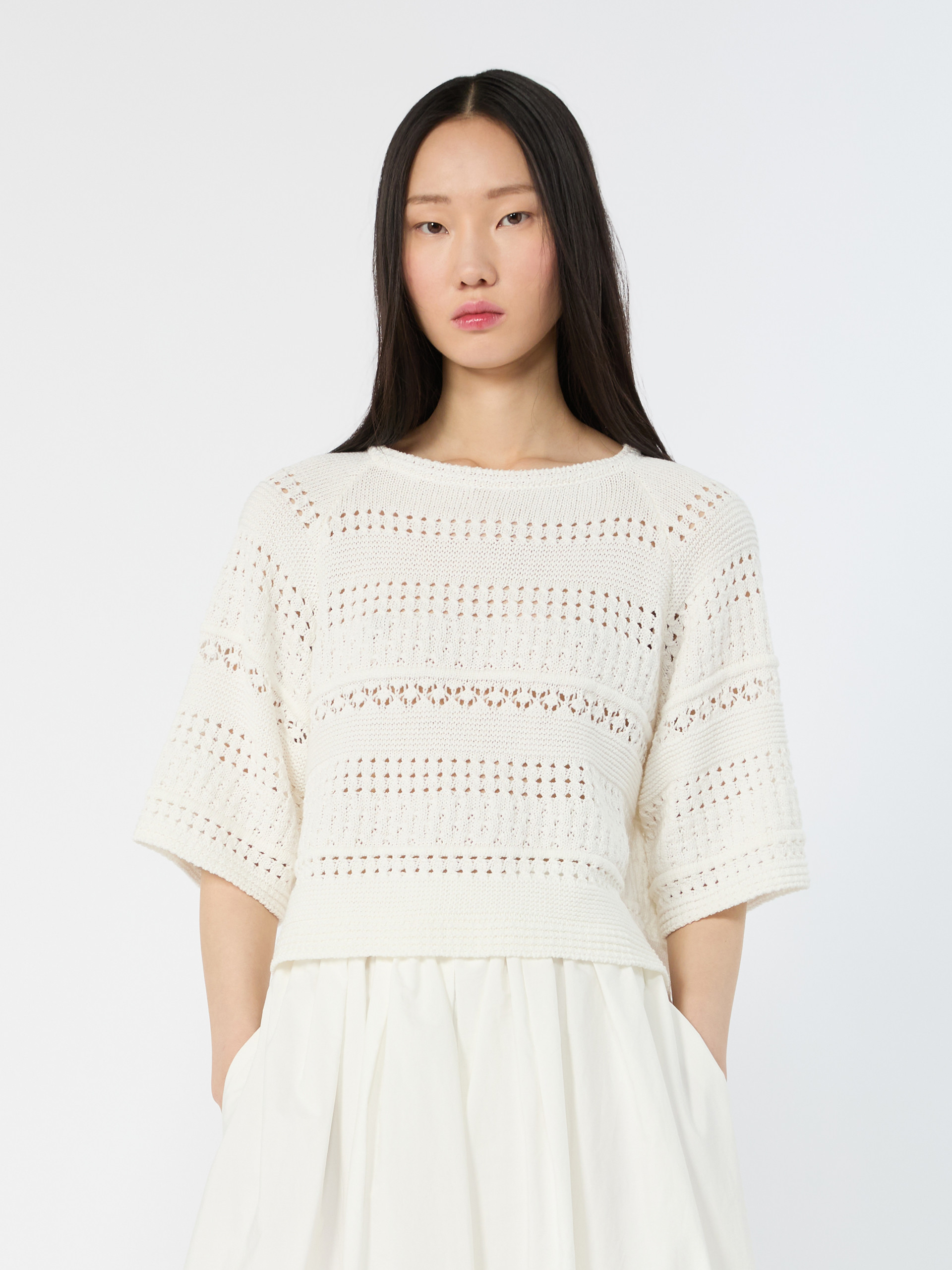 Crochet cotton sweater - IVORY - Weekend Max Mara - 2