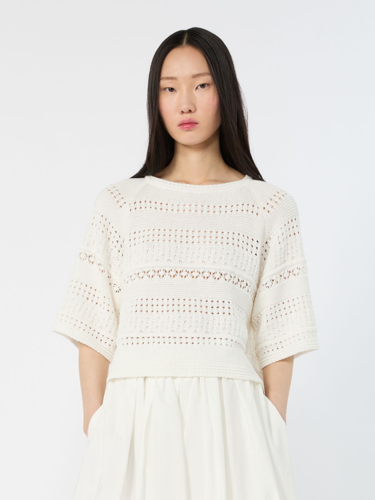 Crochet cotton sweater - IVORY - Weekend - 2