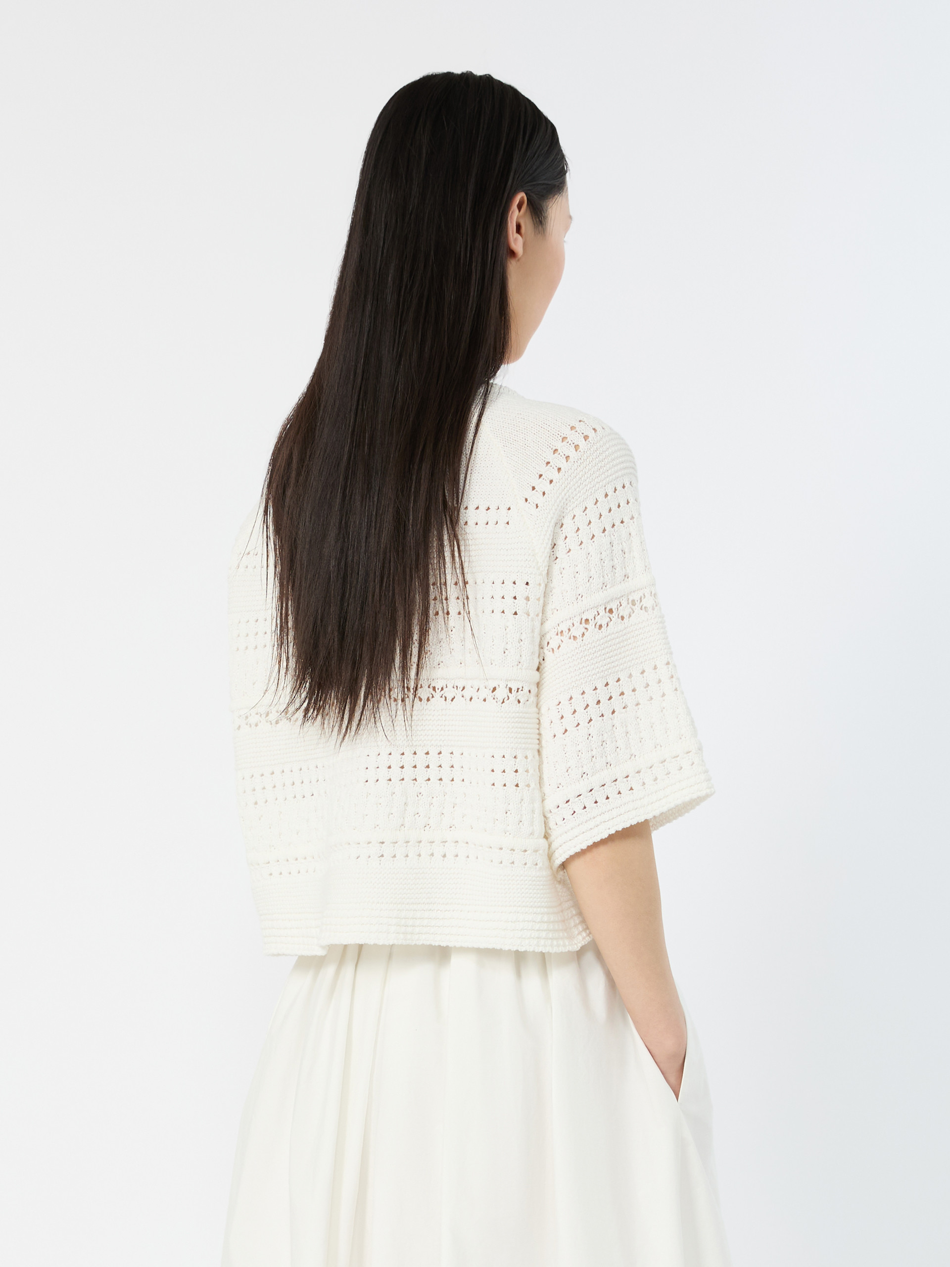 Crochet cotton sweater - IVORY - Weekend Max Mara - 3