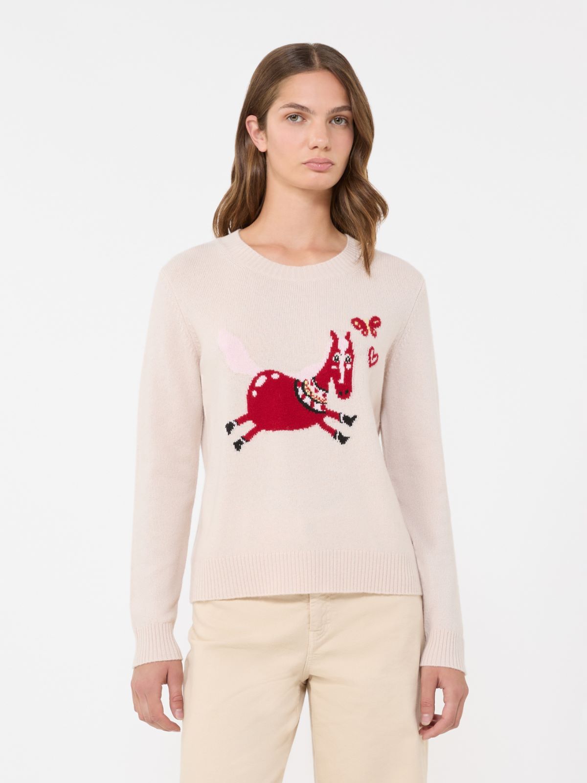 Inlay-detail cashmere sweater - SAND - Weekend - 2
