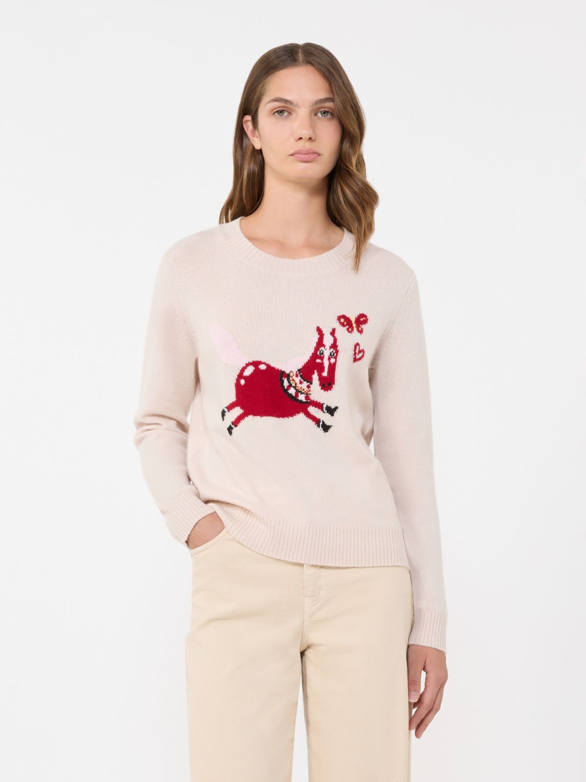 Inlay-detail cashmere sweater - SAND - Weekend - 4