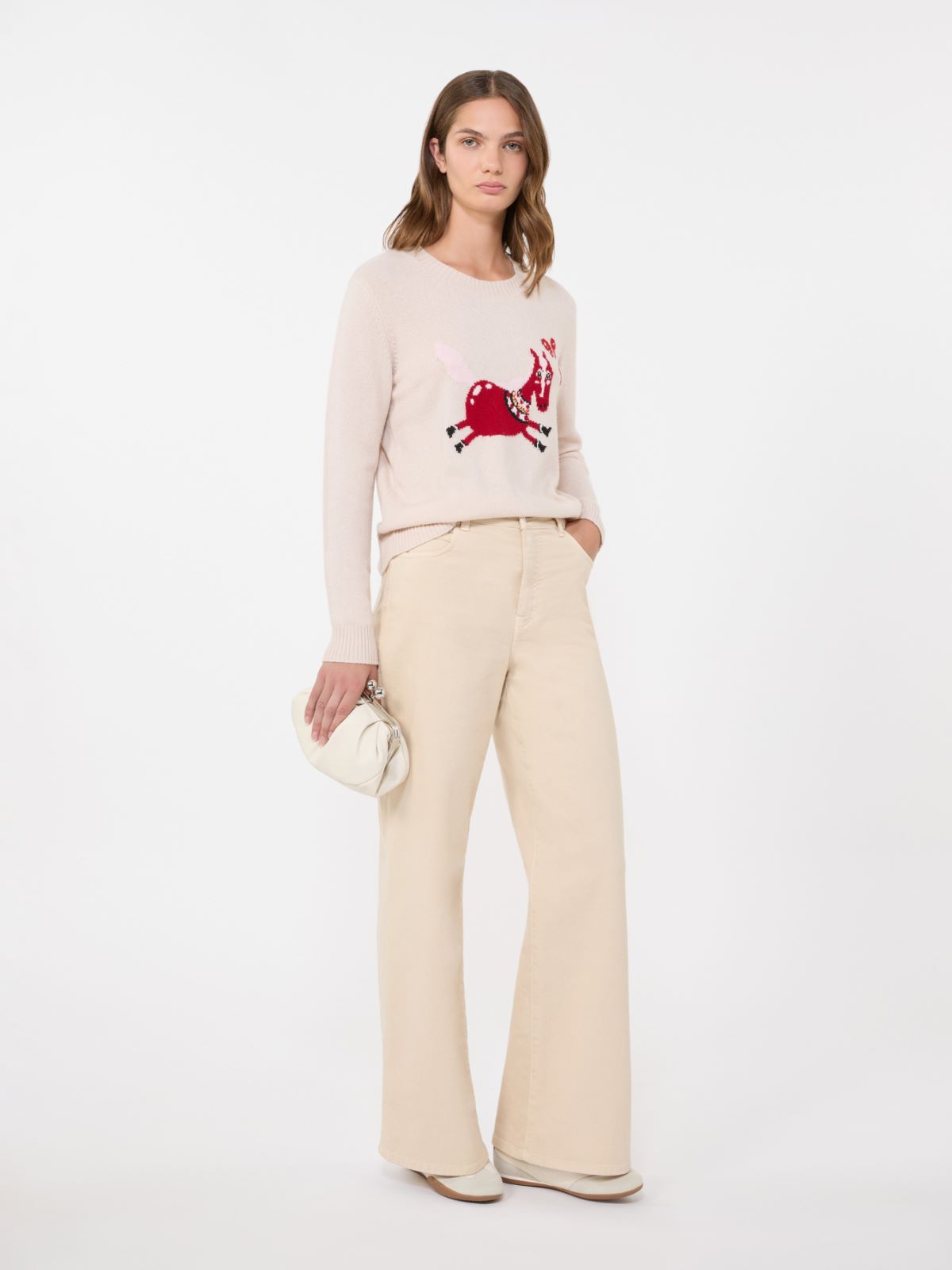 Inlay-detail cashmere sweater - SAND - Weekend