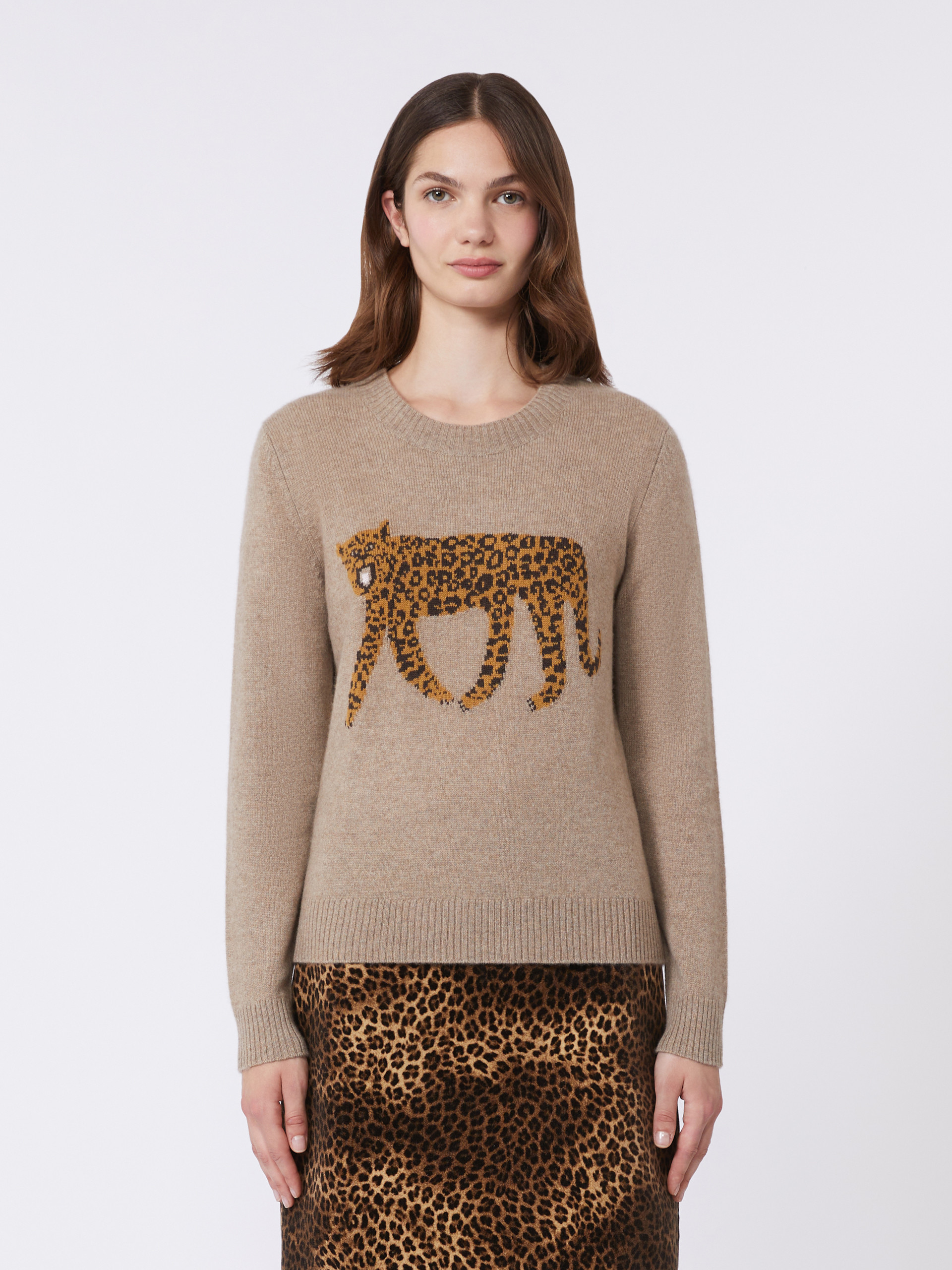 Inlay-detail cashmere sweater, turtledove | Weekend Max Mara