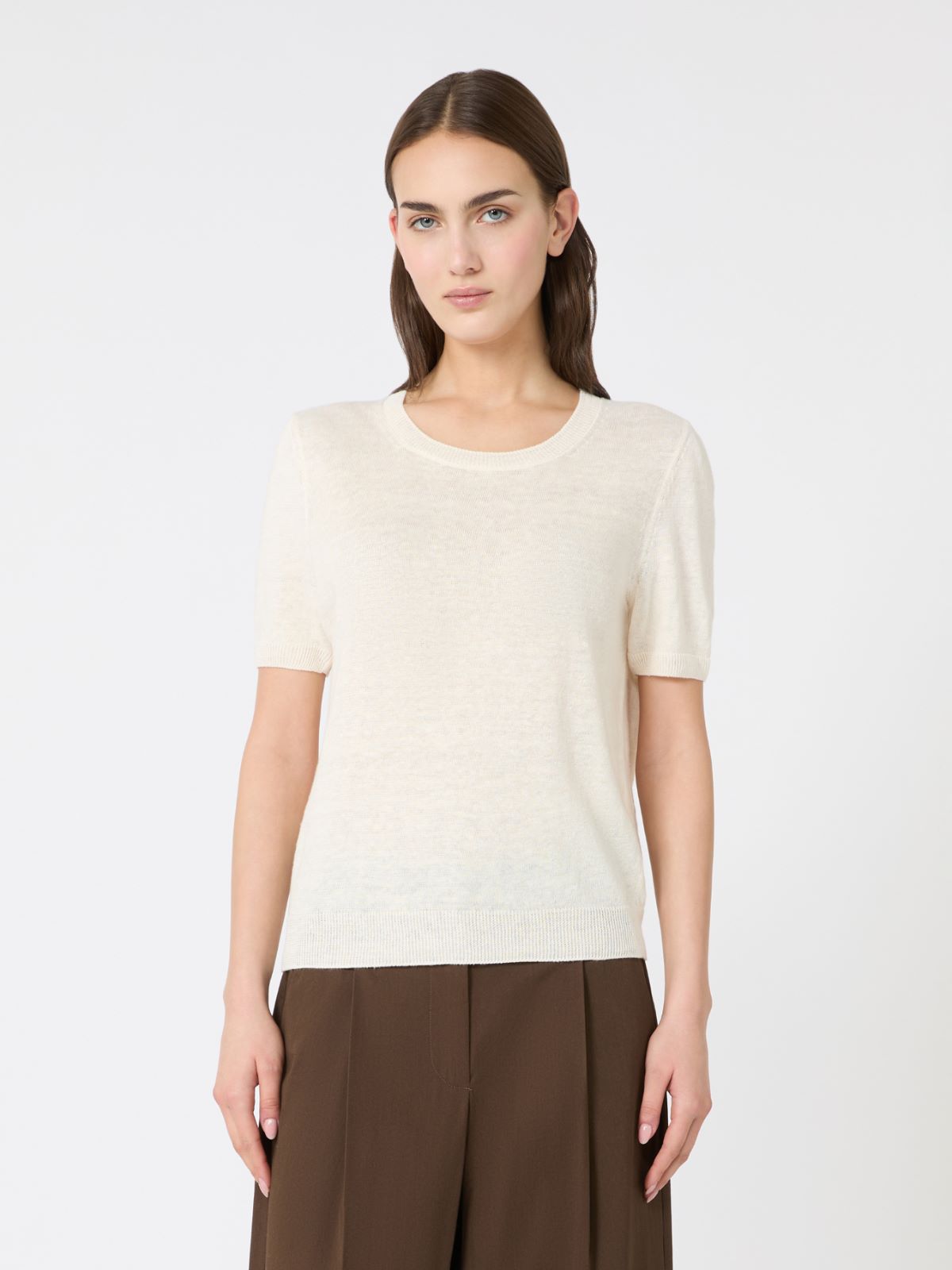 Linen yarn basic jumper - ECRU - Weekend - 2