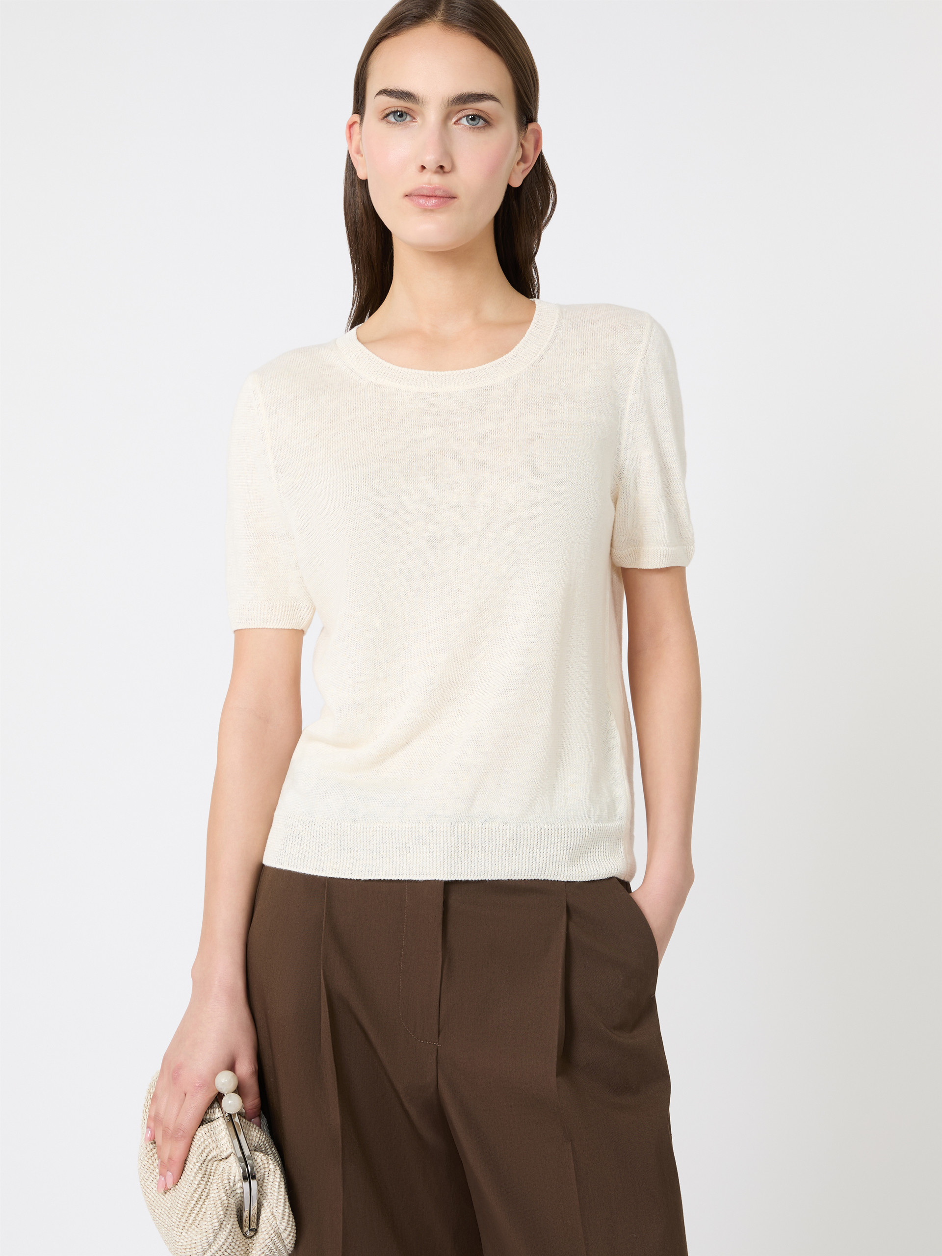 Linen yarn basic jumper - ECRU - Weekend Max Mara - 4