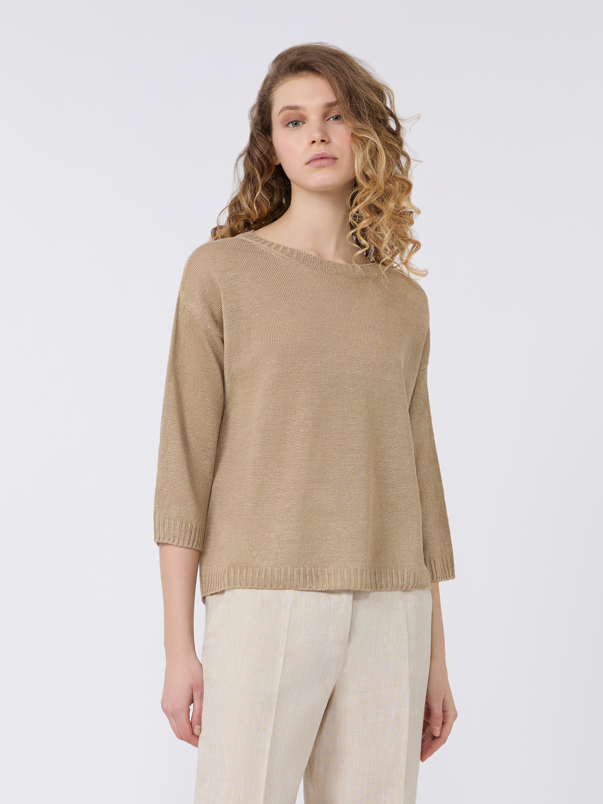 Linen yarn oversize jumper - EARTH - Weekend Max Mara - 2