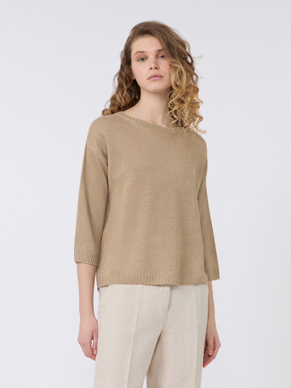 Linen yarn oversize jumper - EARTH - Weekend - 2