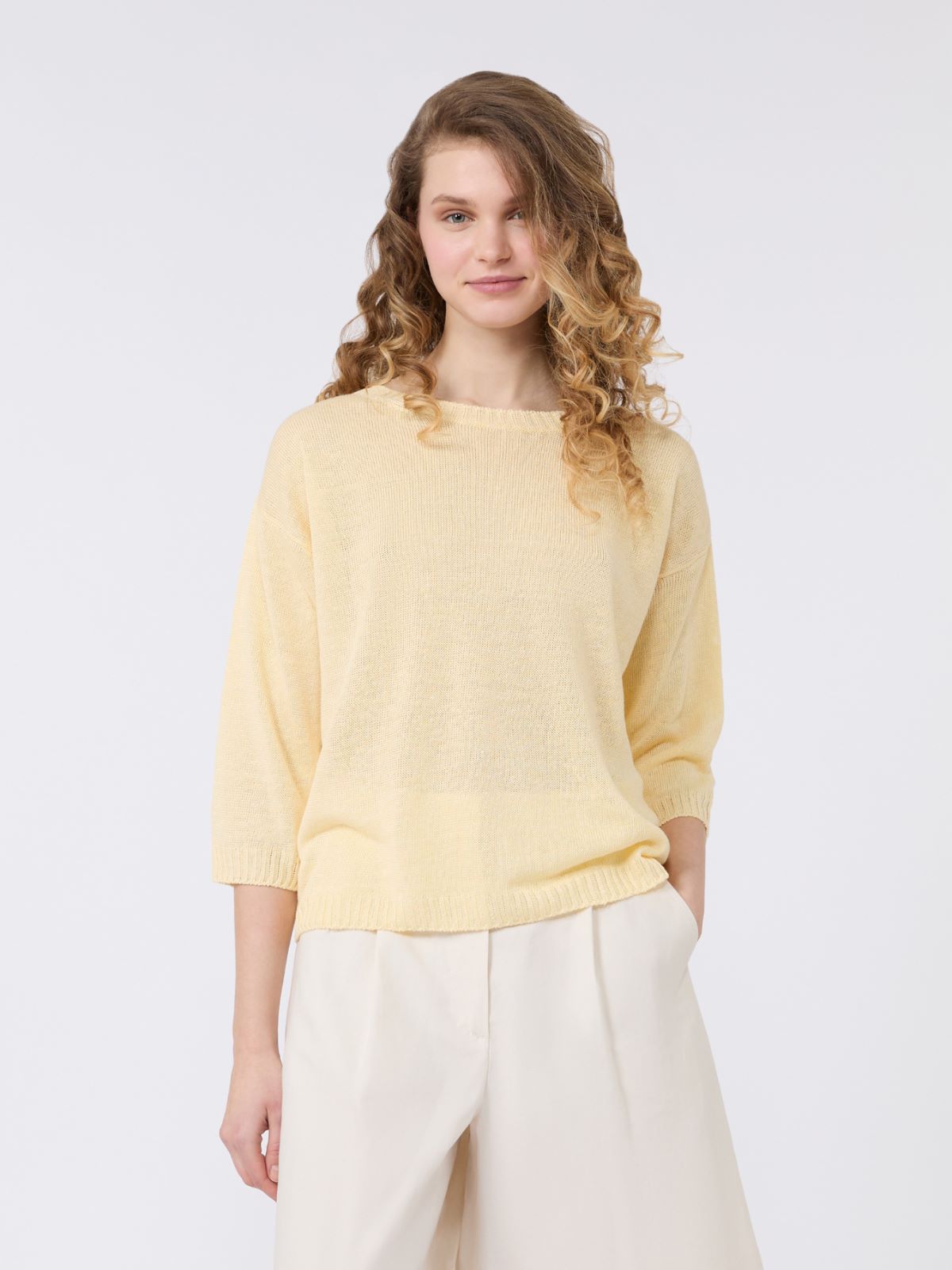 Linen yarn oversize jumper - LIGHT YELLOW - Weekend - 2
