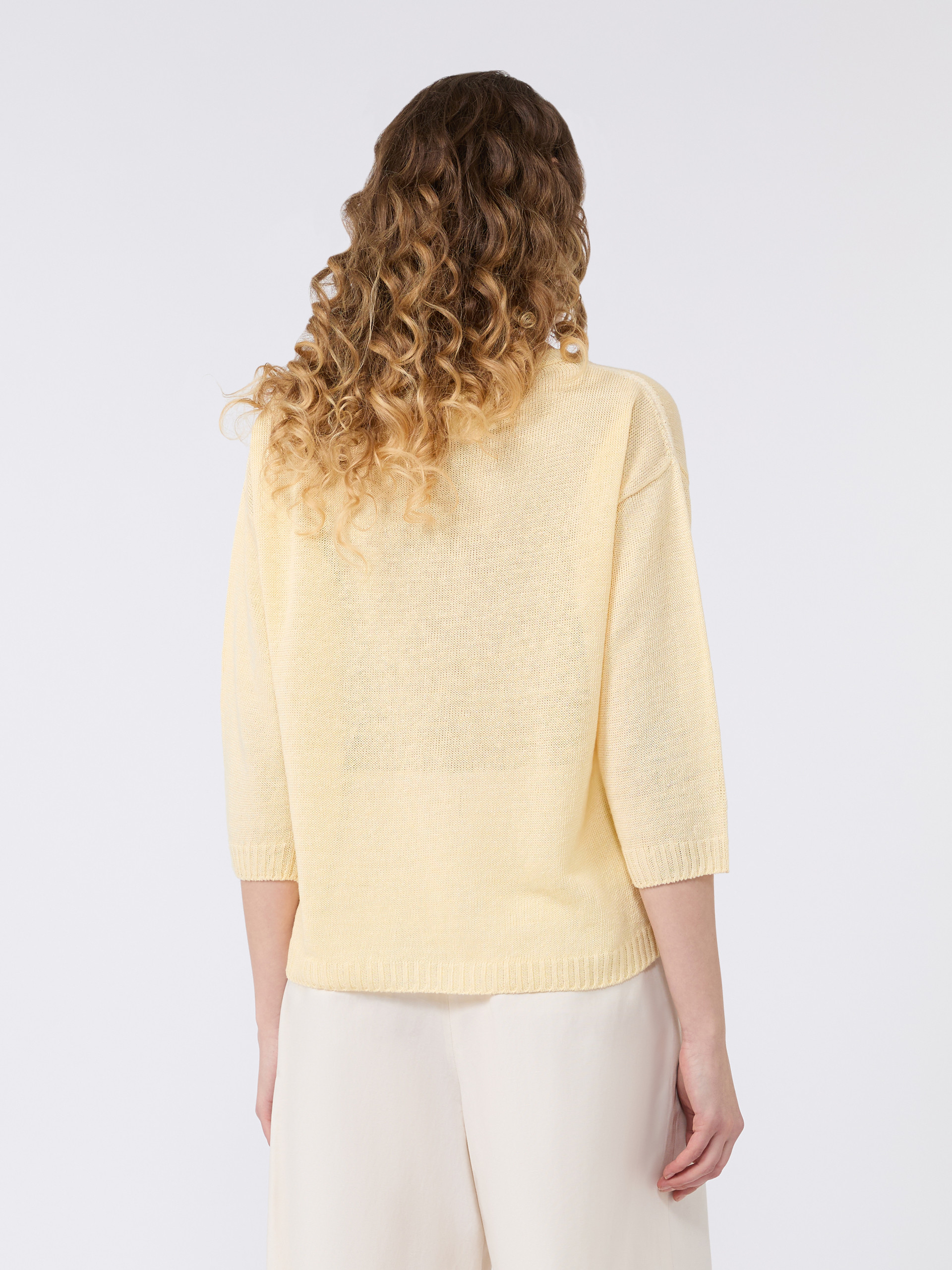 Linen yarn oversize jumper - LIGHT YELLOW - Weekend Max Mara - 3