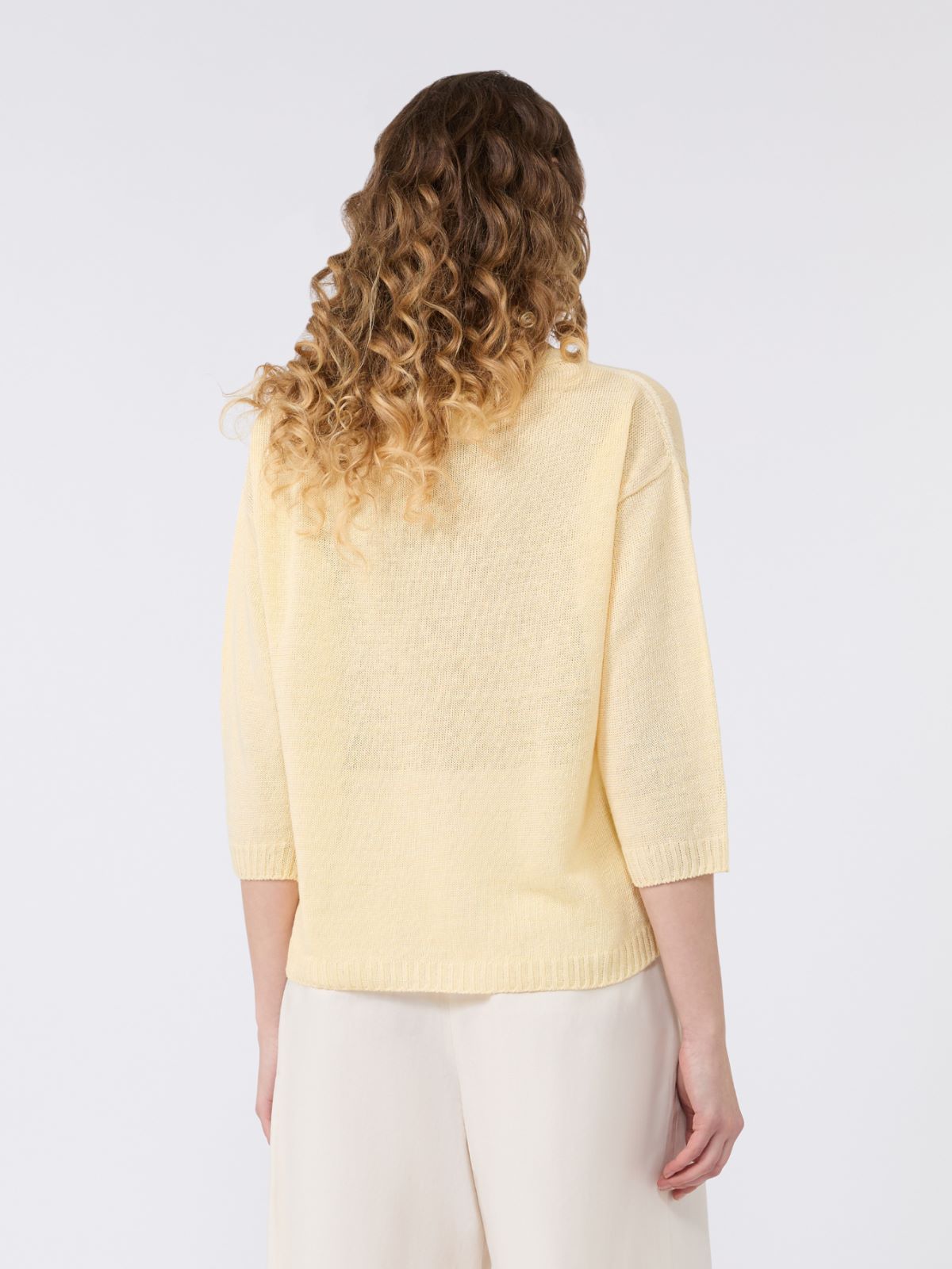 Linen yarn oversize jumper - LIGHT YELLOW - Weekend - 3