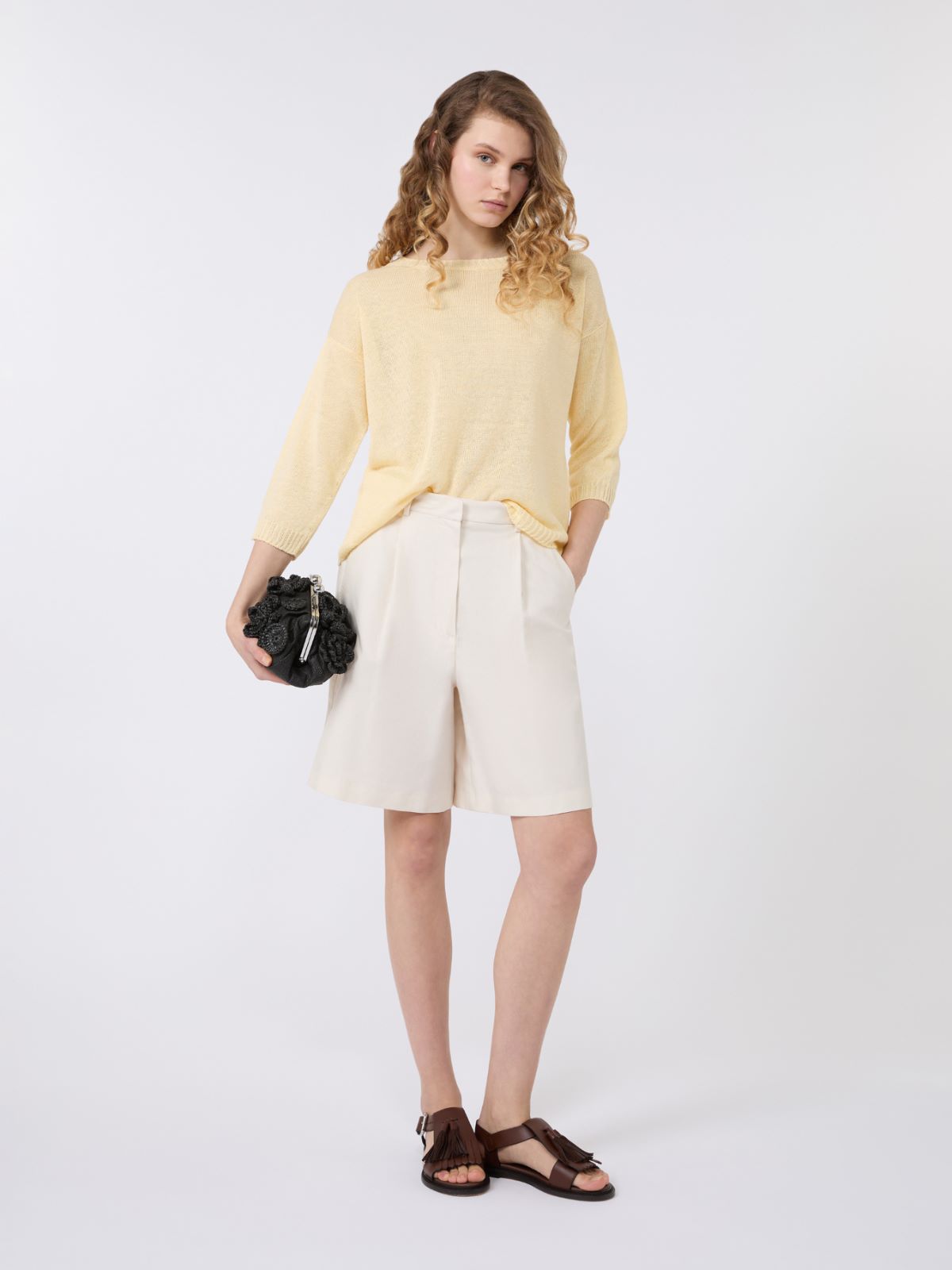Linen yarn oversize jumper - LIGHT YELLOW - Weekend
