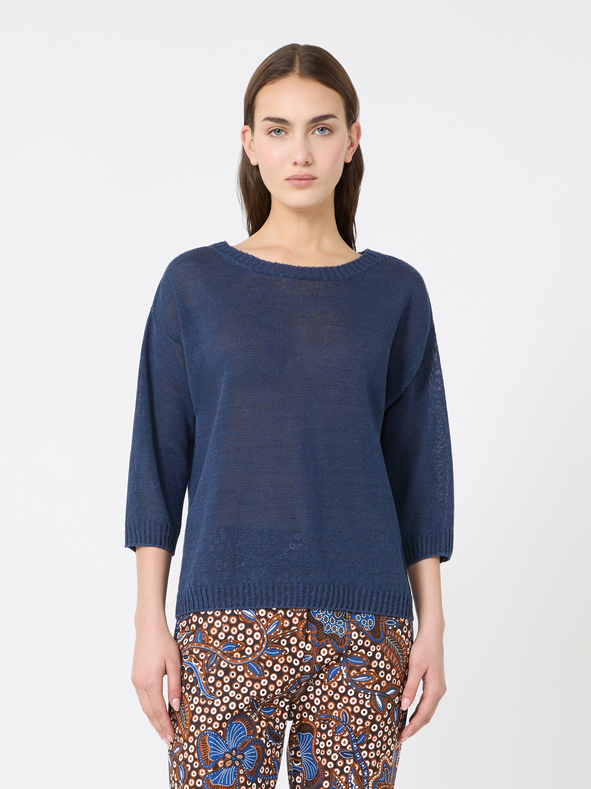 Linen yarn oversize jumper - NAVY - Weekend Max Mara - 2