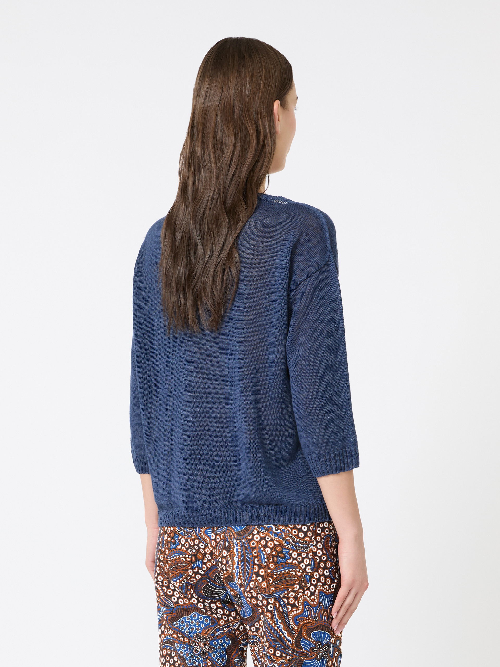 Linen yarn oversize jumper - NAVY - Weekend Max Mara - 3