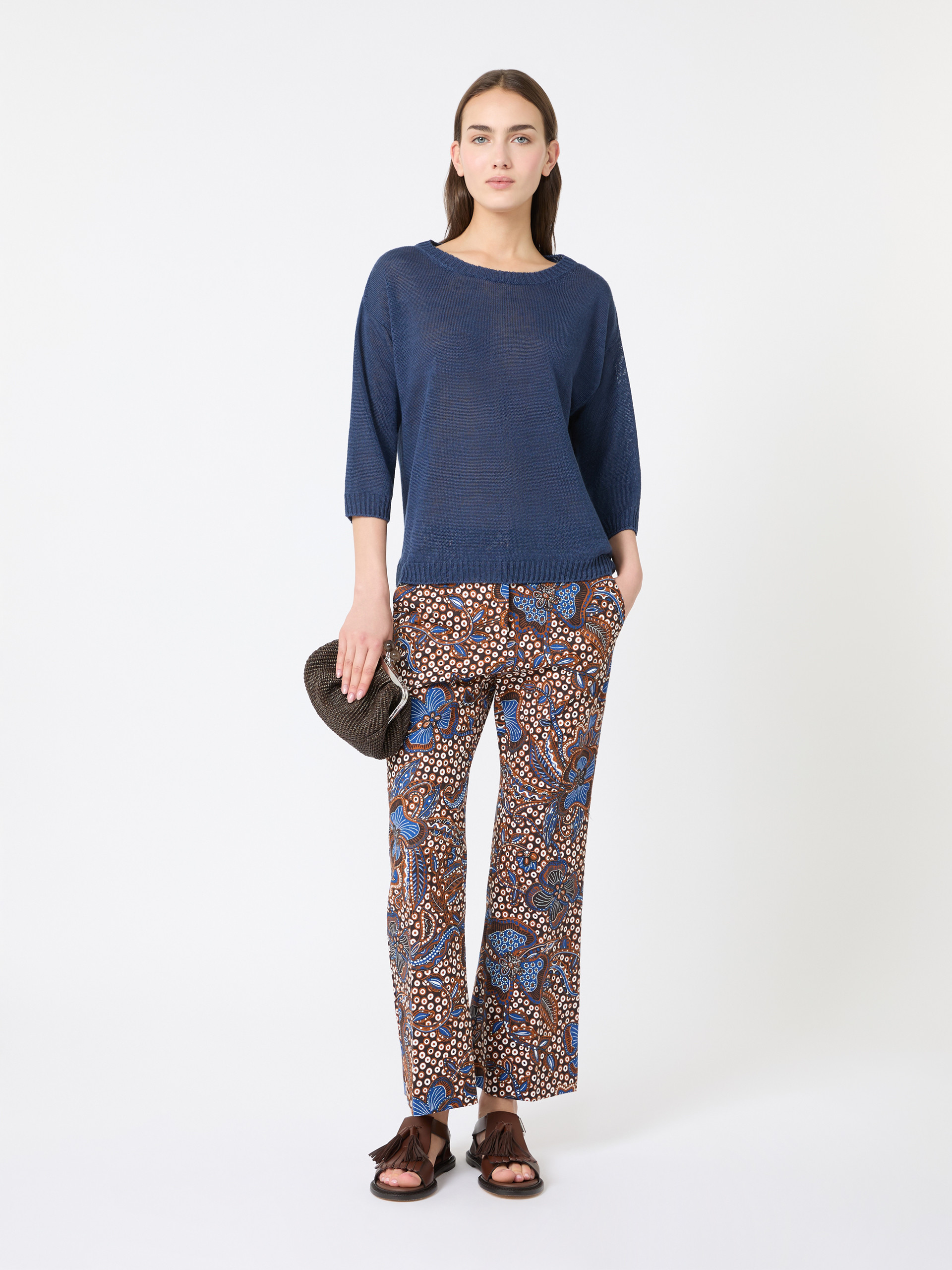 Linen yarn oversize jumper - NAVY - Weekend Max Mara