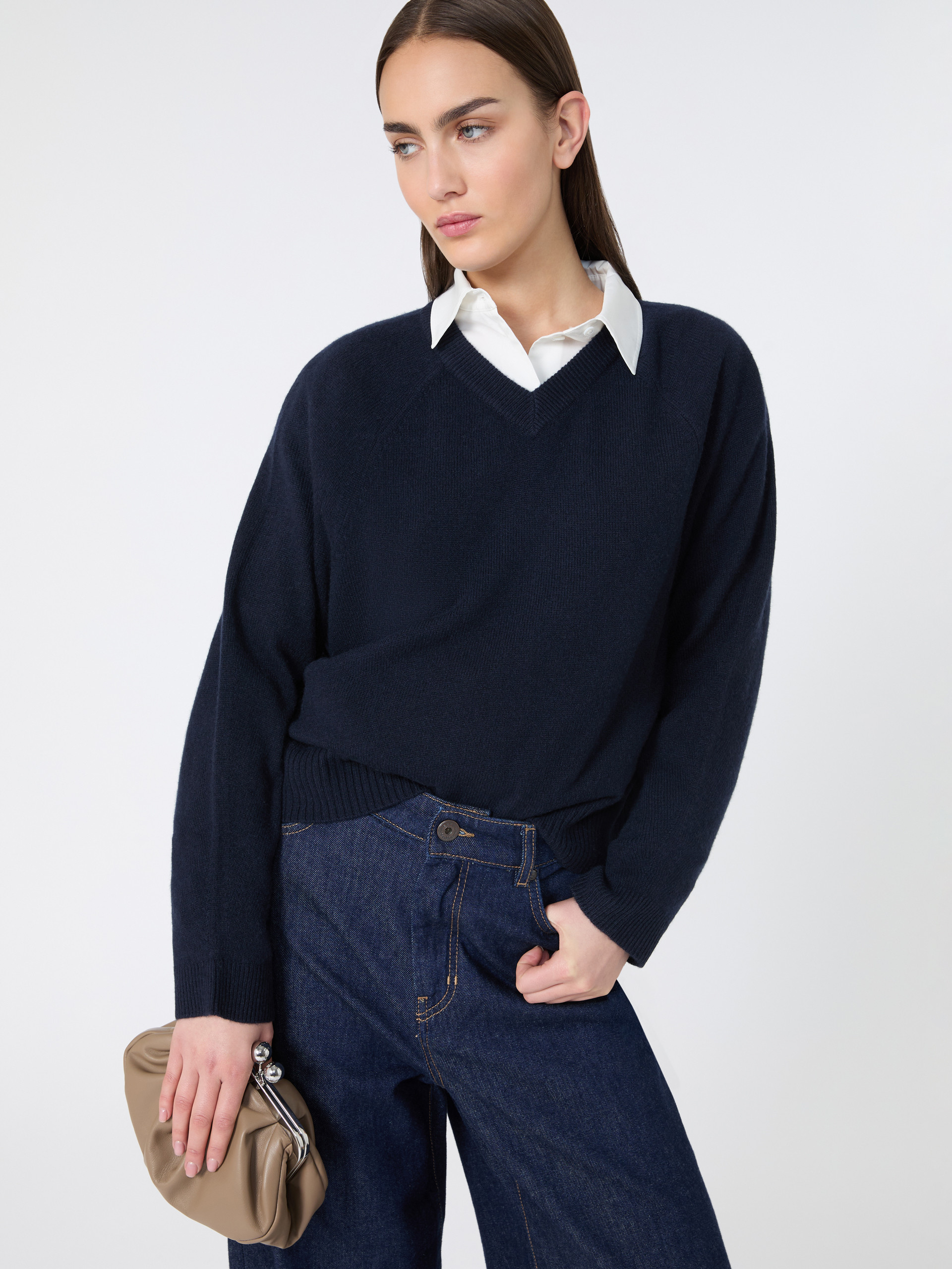 Cashmere V-neck sweater - NAVY - Weekend Max Mara - 4