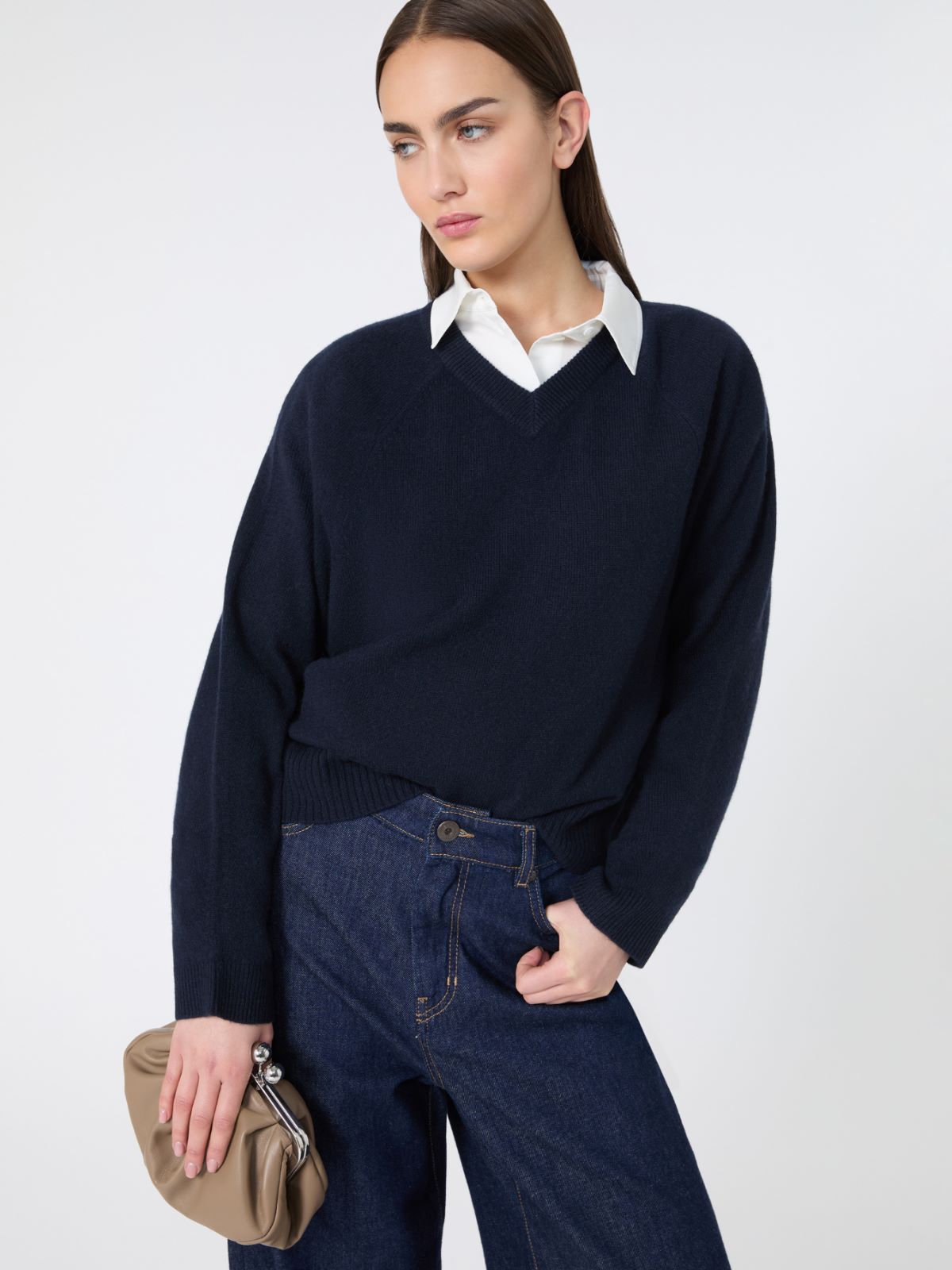 Cashmere V-neck sweater - NAVY - Weekend - 4