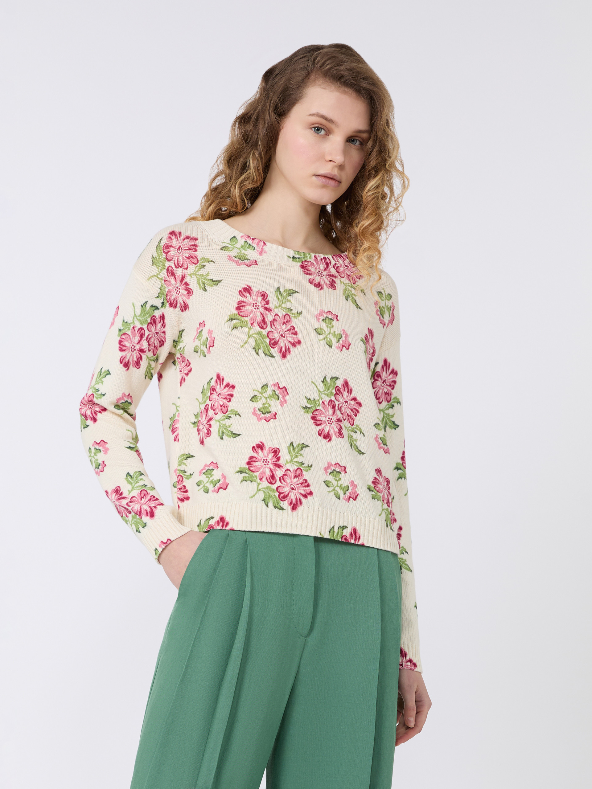 Floral printed cotton jumper - ECRU - Weekend Max Mara - 2