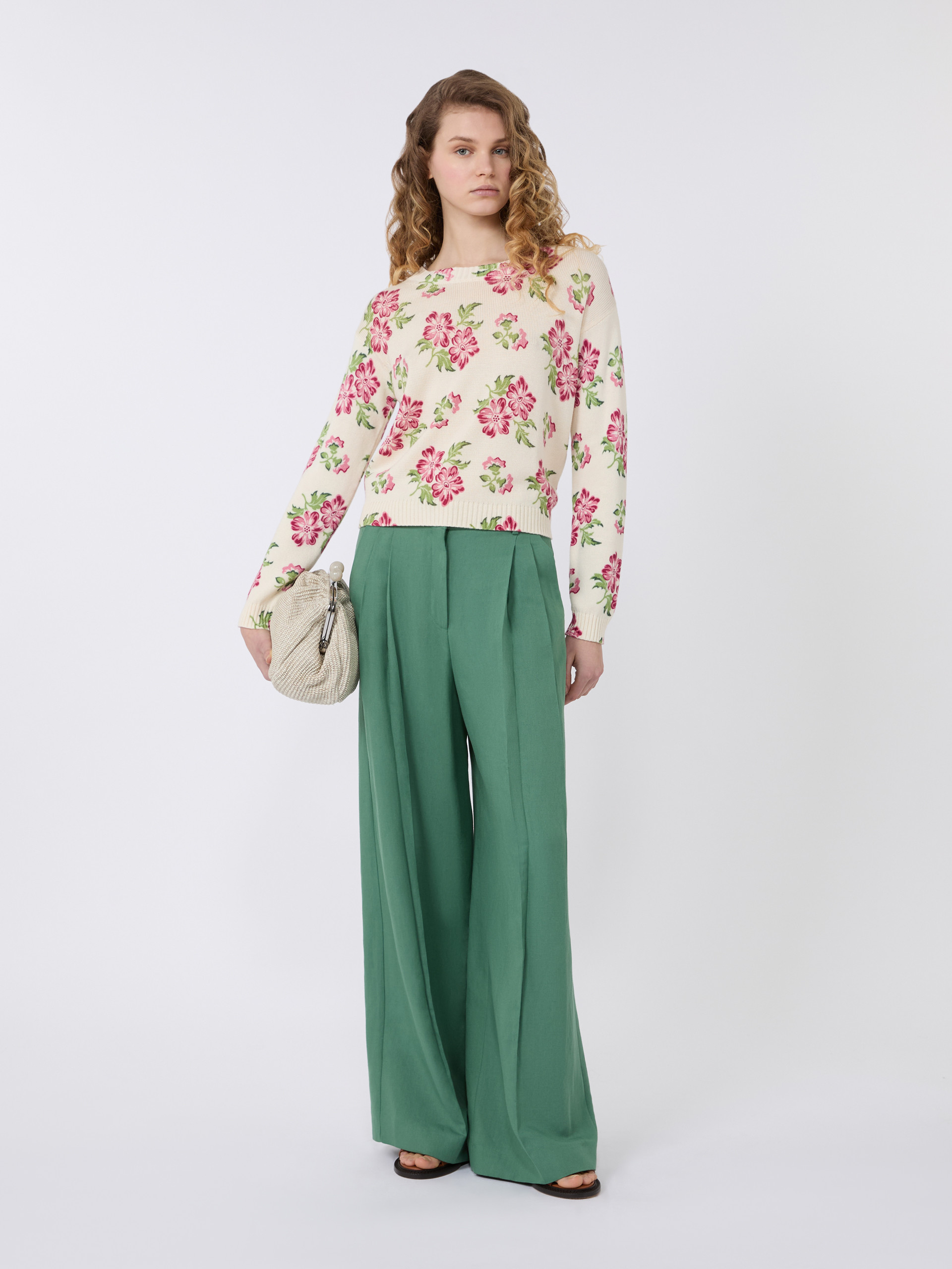Floral printed cotton jumper - ECRU - Weekend Max Mara