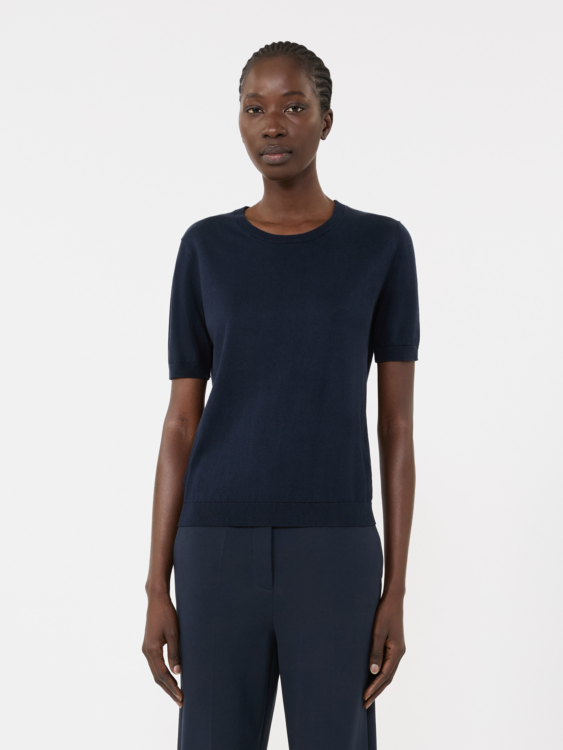 Silk and cotton jumper - NAVY - Weekend Max Mara - 2