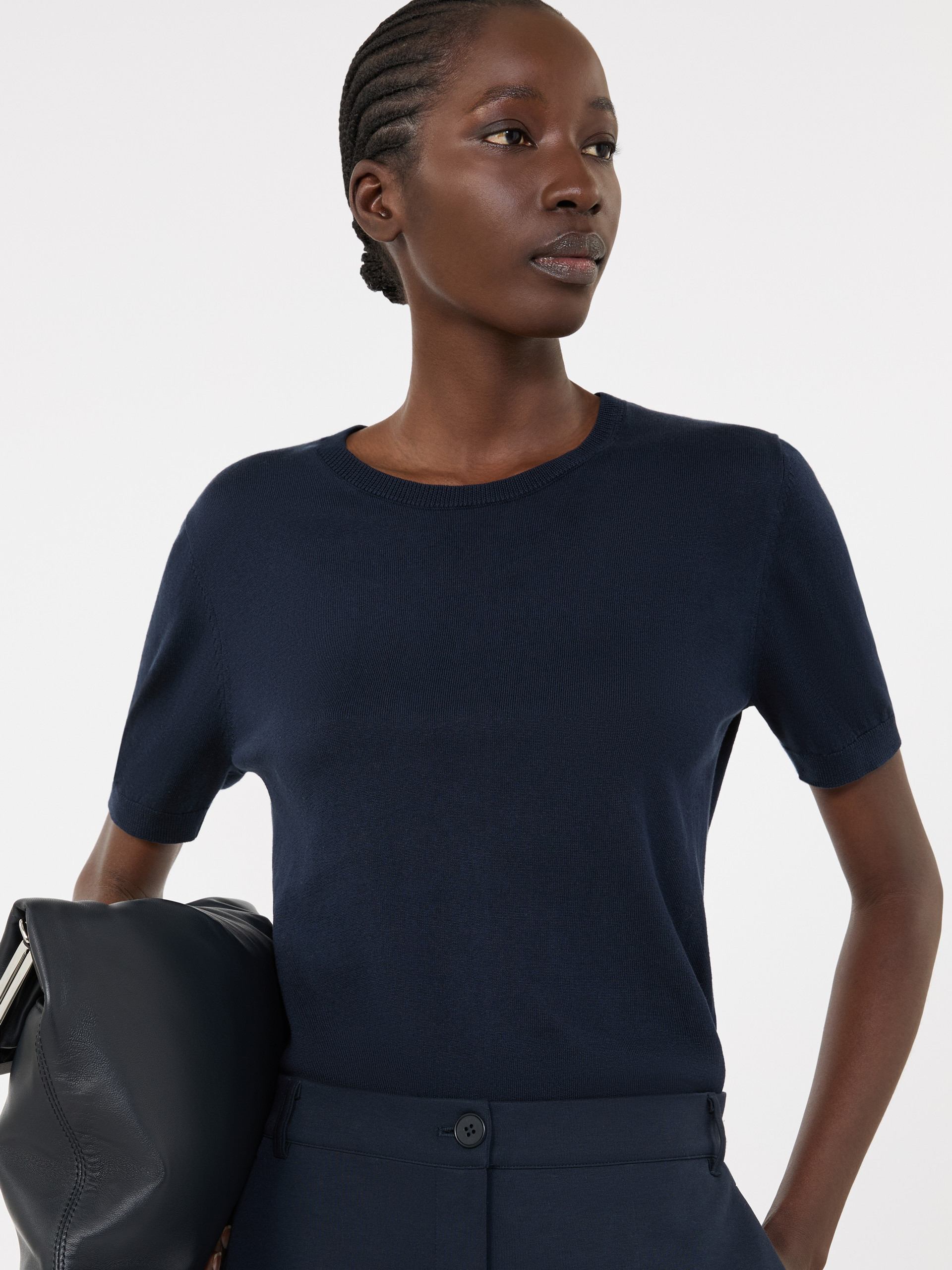 Silk and cotton jumper - NAVY - Weekend Max Mara - 4