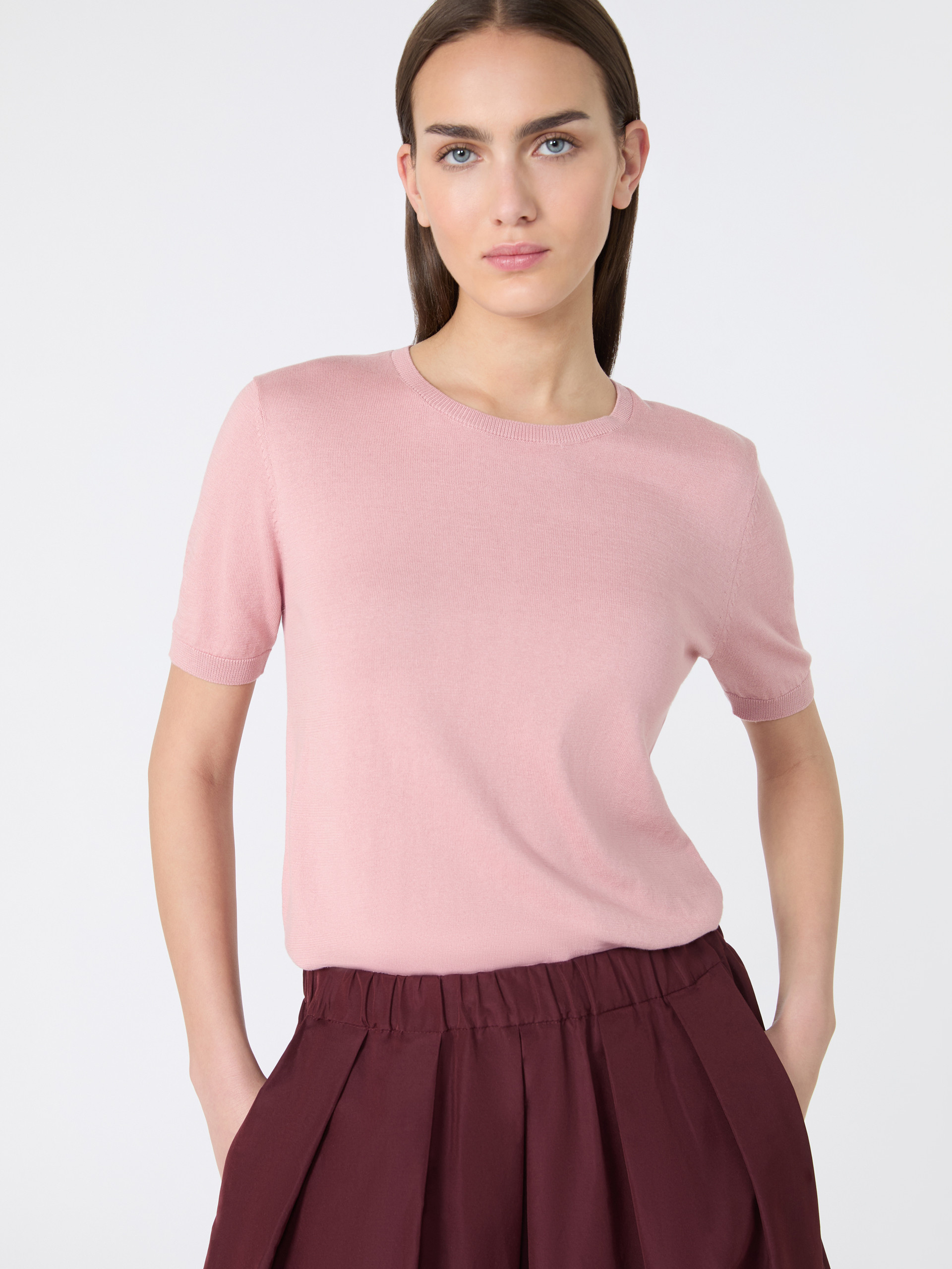 Silk and cotton jumper - PINK - Weekend Max Mara - 4