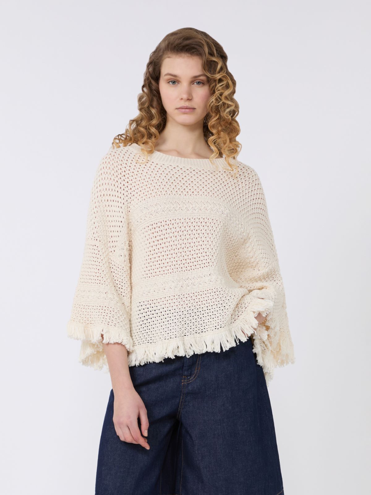 Cotton yarn oversize jumper - ECRU - Weekend - 2
