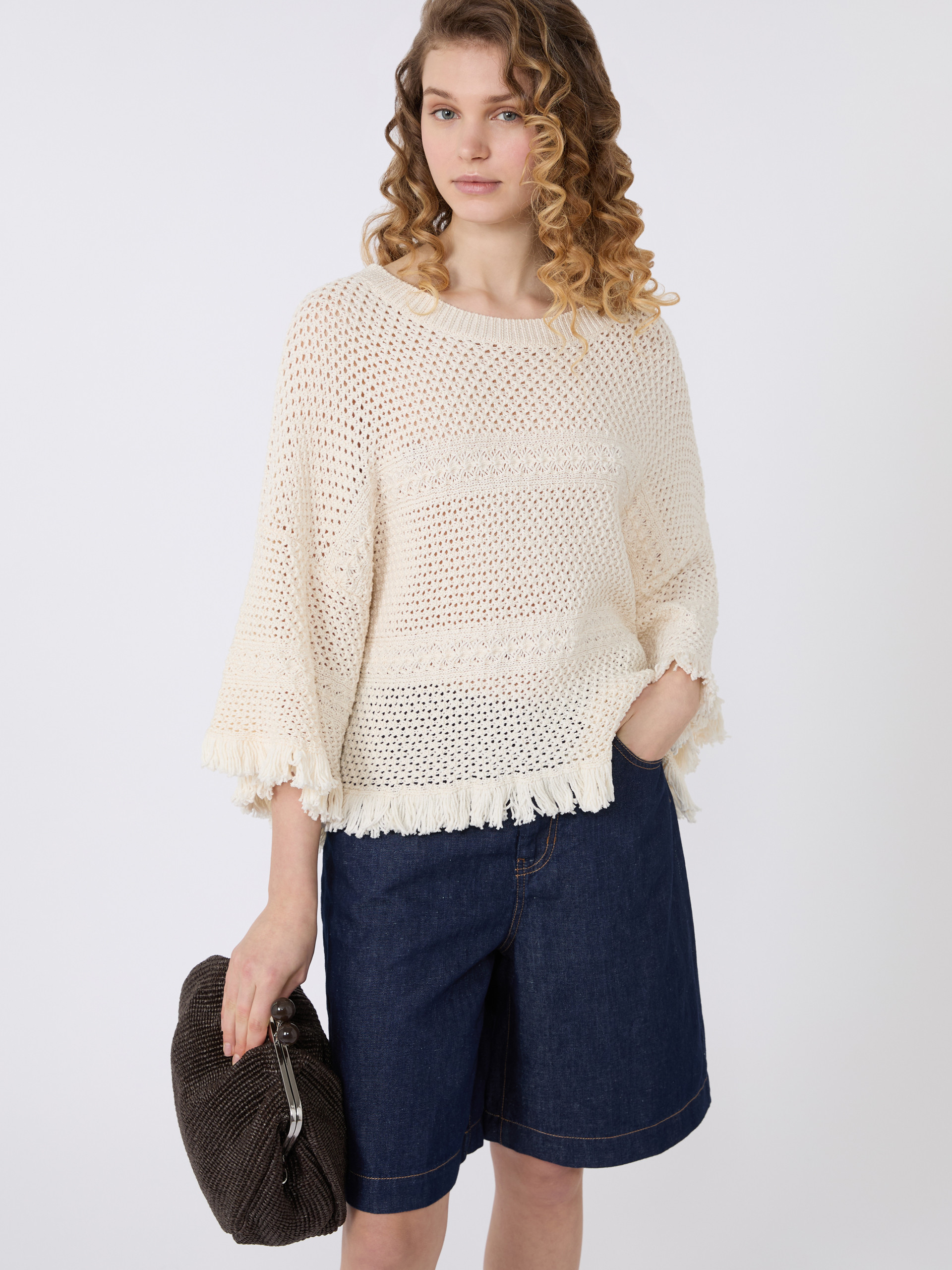 Cotton yarn oversize jumper - ECRU - Weekend Max Mara - 4