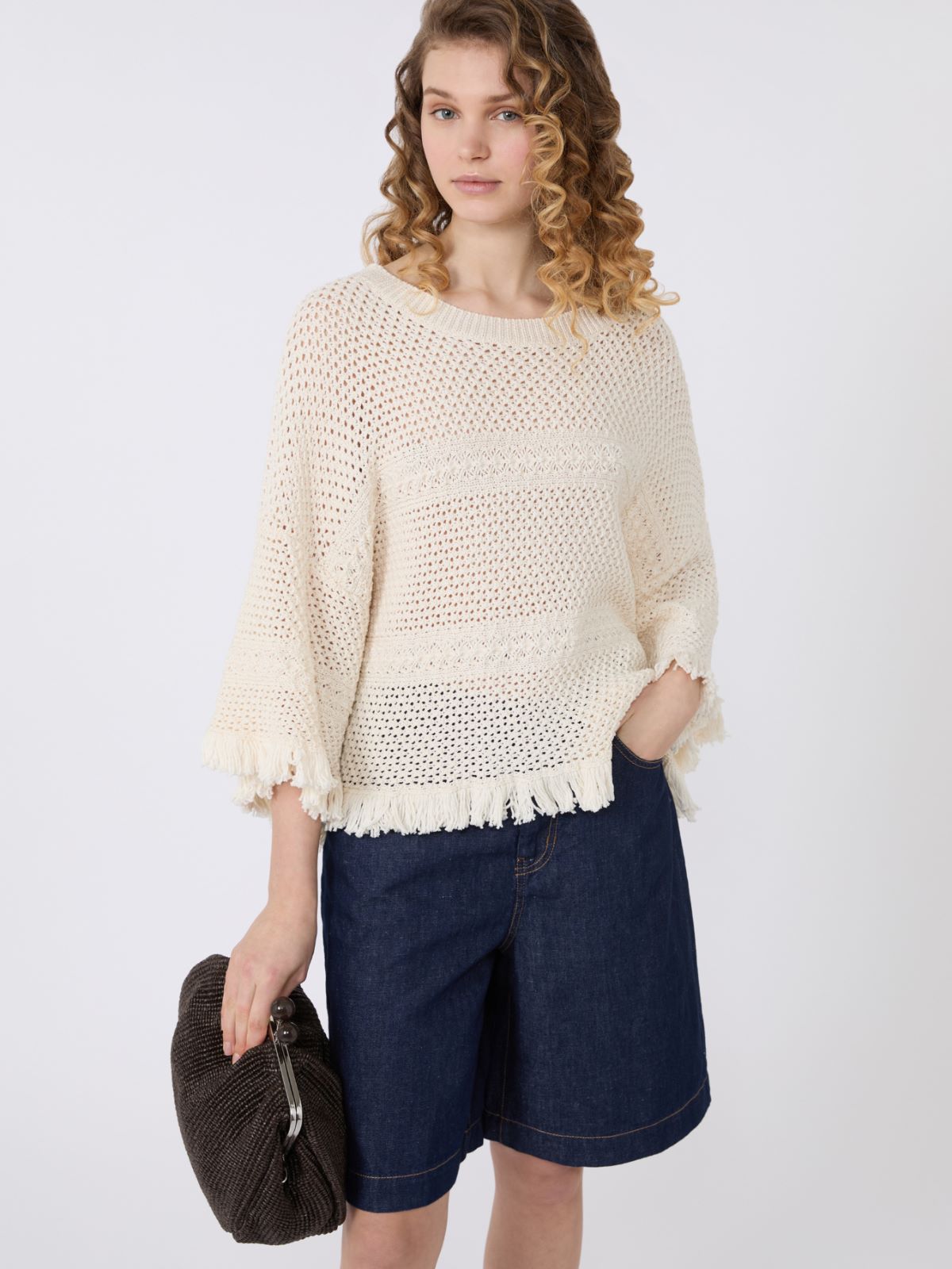 Cotton yarn oversize jumper - ECRU - Weekend - 4