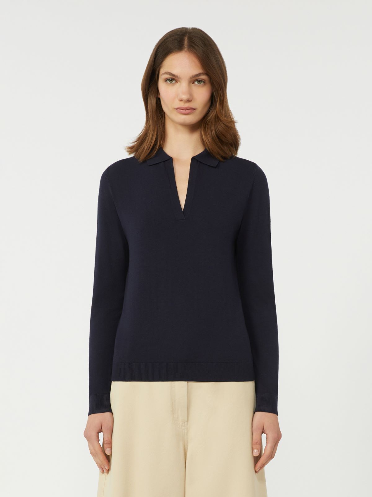 Viscose polo-neck sweater - NAVY - Weekend - 2