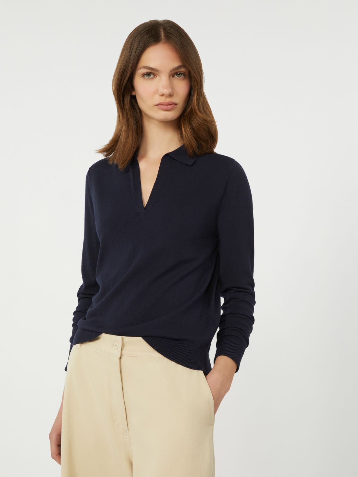 Viscose polo-neck sweater - NAVY - Weekend - 4