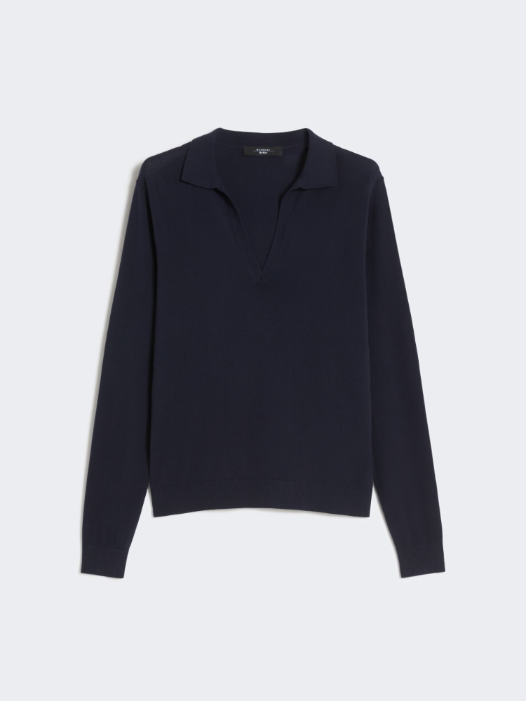 Viscose polo-neck sweater - NAVY - Weekend - 2