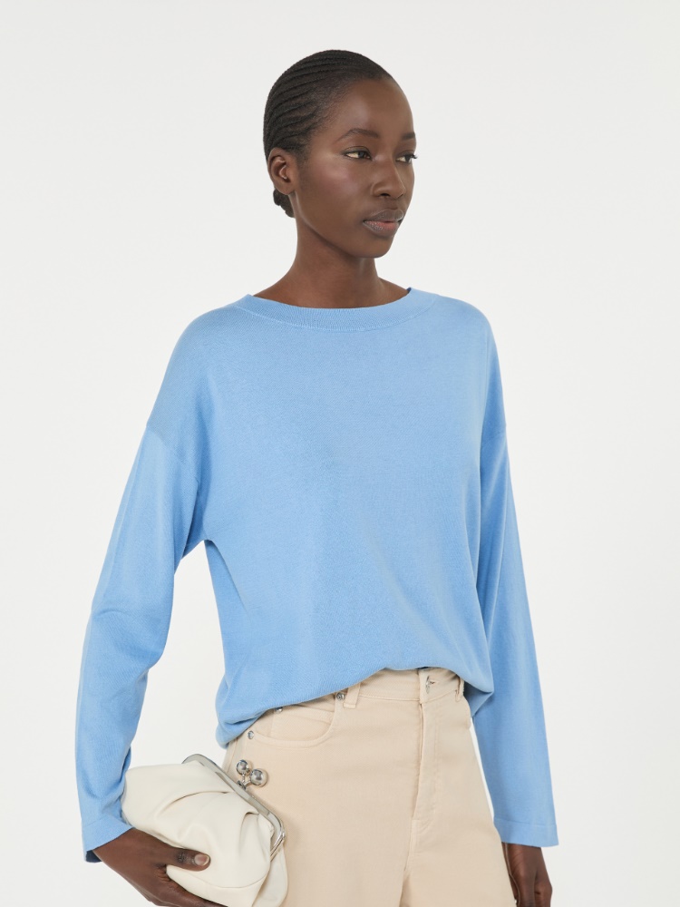 Silk and cotton yarn sweater - LIGHT BLUE - Weekend