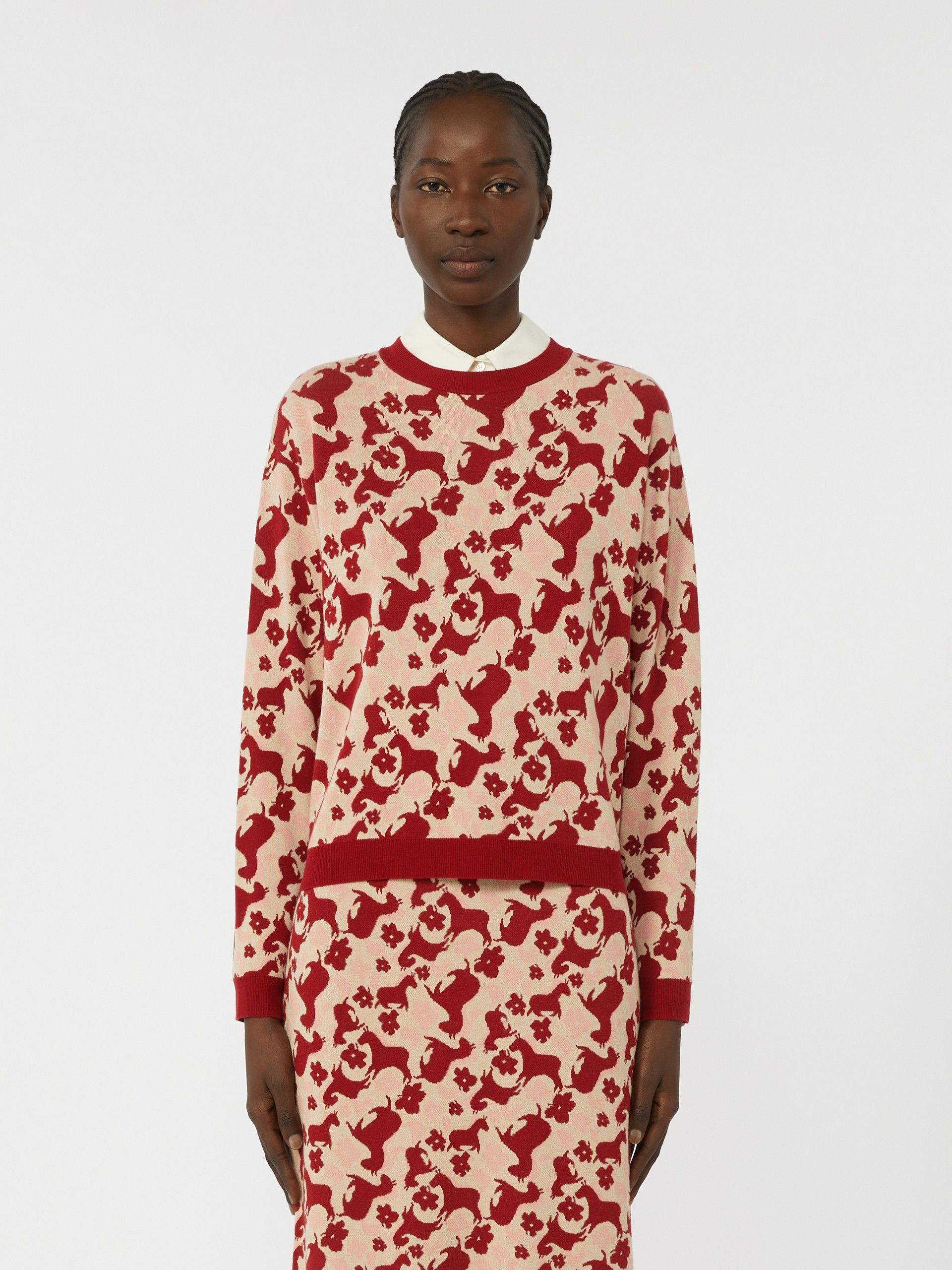 Jacquard viscose sweater - RED - Weekend Max Mara - 2