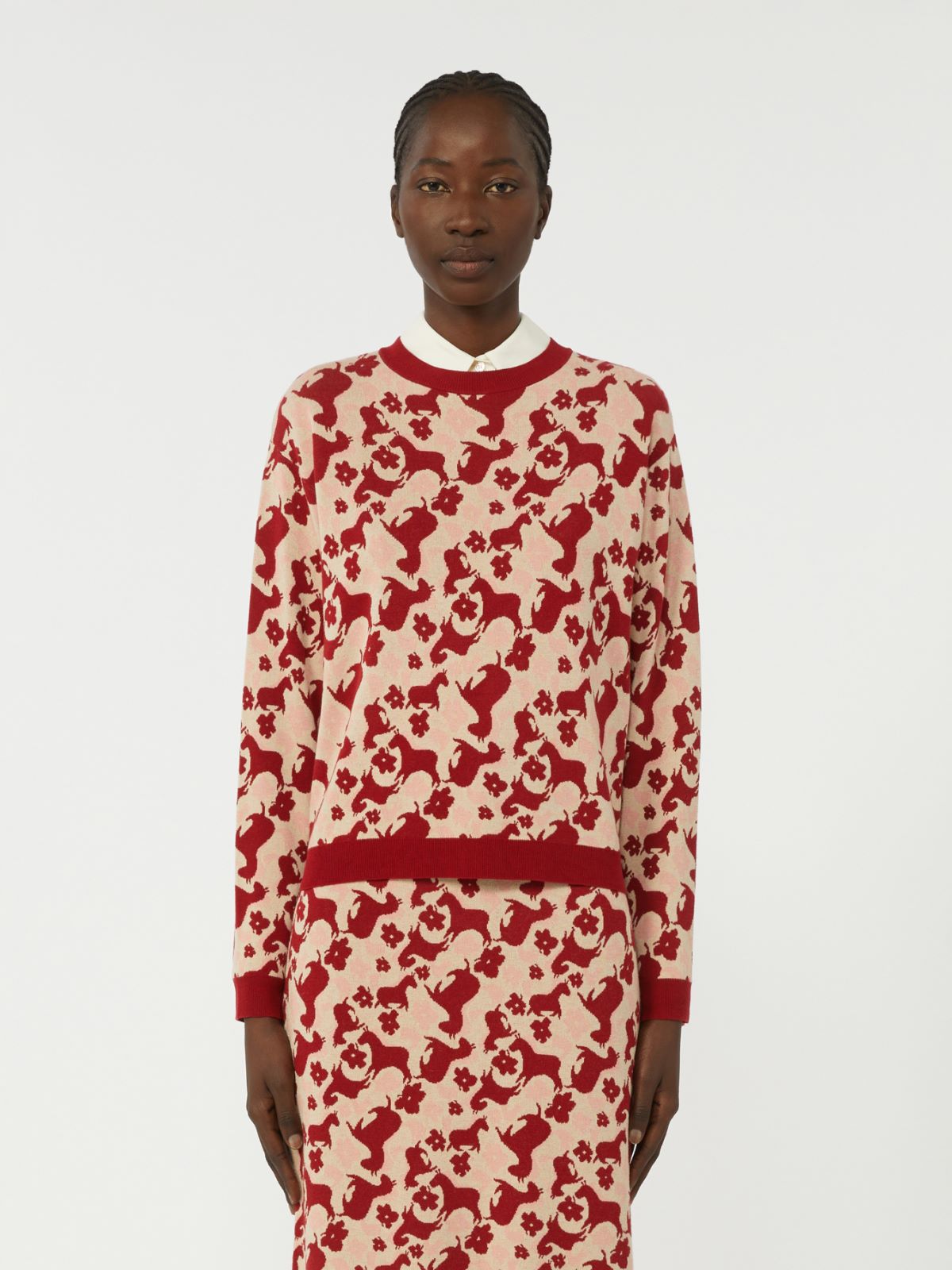 Jacquard viscose sweater - RED - Weekend - 2