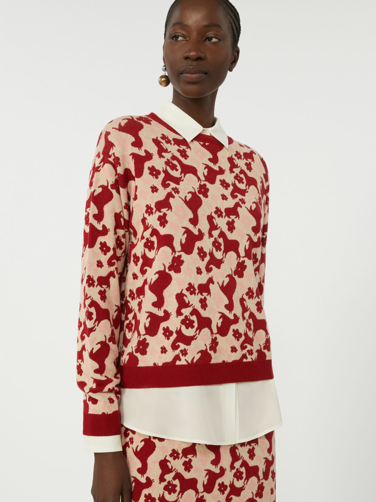 Jacquard viscose sweater - RED - Weekend - 4