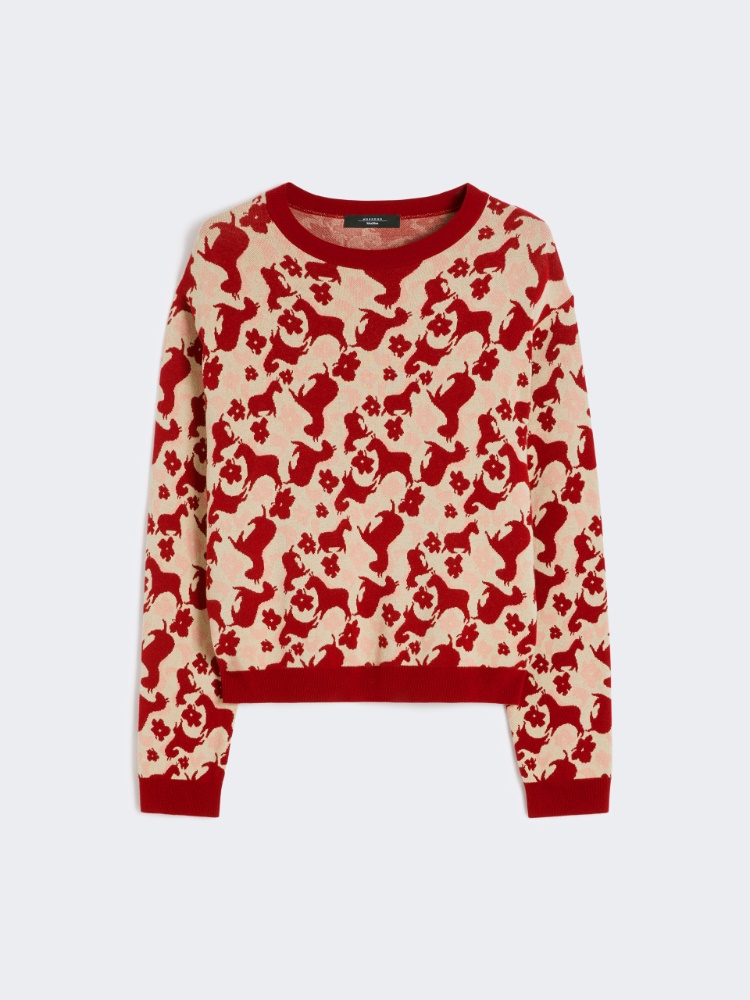 Jacquard viscose sweater - RED - Weekend - 6