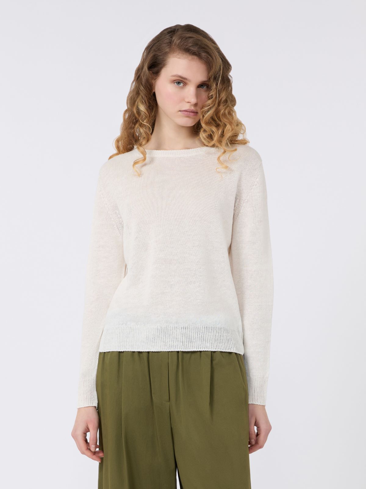 Linen yarn jumper - ECRU - Weekend - 2