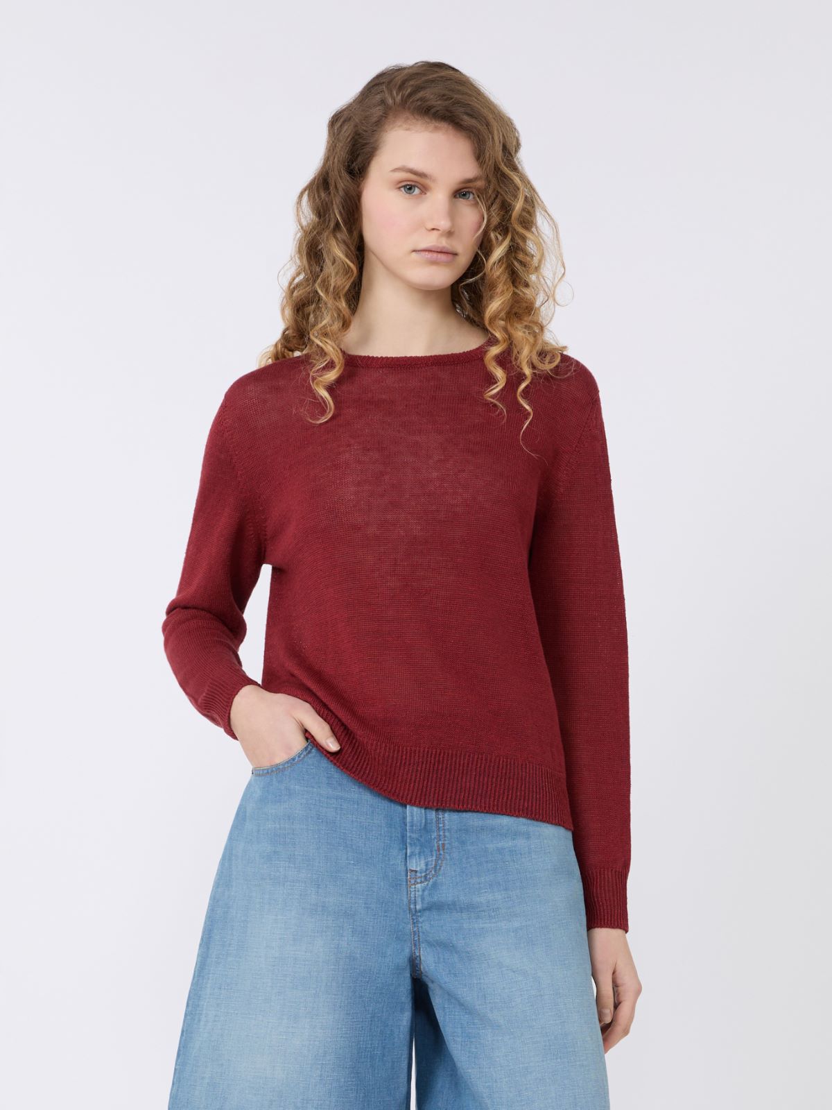 Linen yarn jumper - CHERRY - Weekend - 2