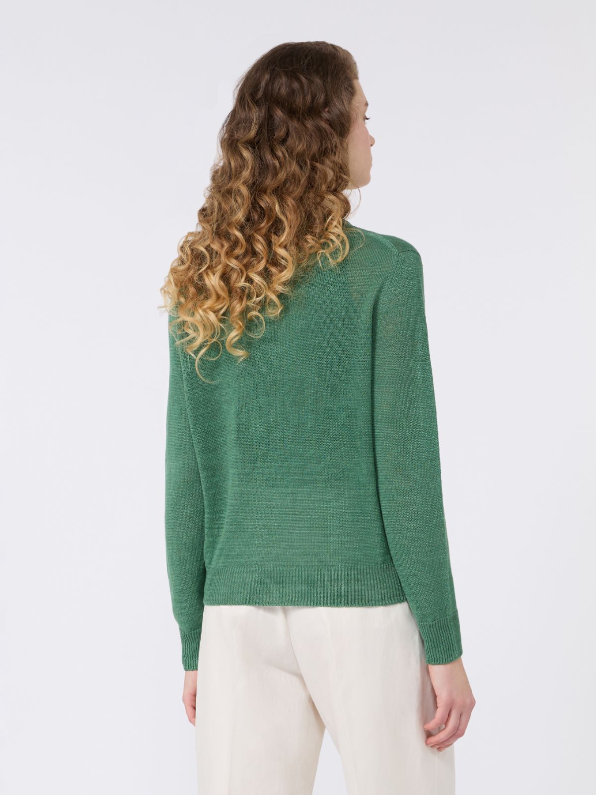 Linen yarn jumper - GREEN - Weekend - 3